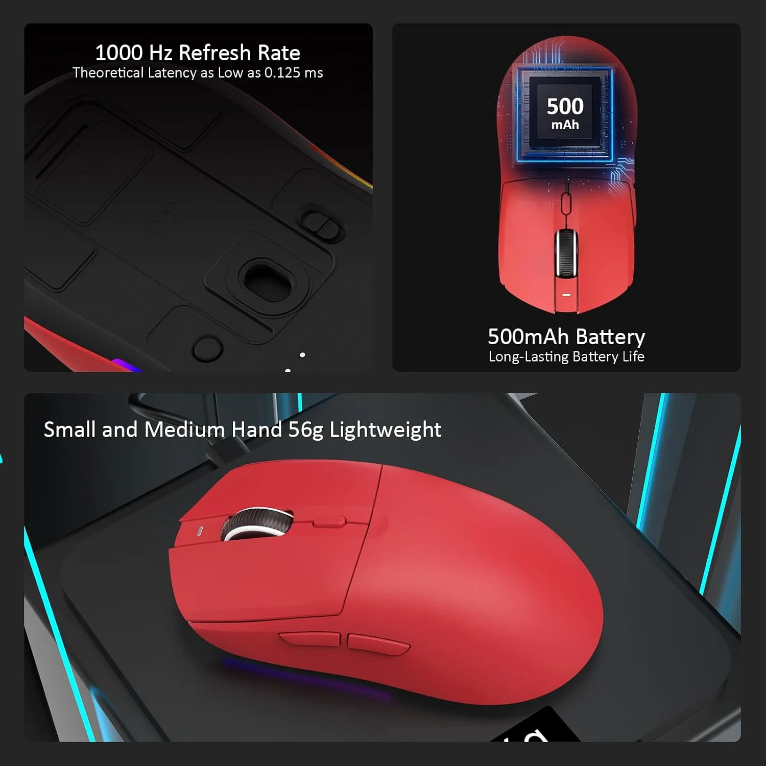 AJ139 V2 MC Wireless Gaming Mouse 2.4G Wired/Bluetooth | RGB Magnetic Charging Dock | Lightweight Design | 24000DPI | 500mAh Battery | PAW3311 Sensor | 5 Programmable Buttons, Compatible with PC/Mac