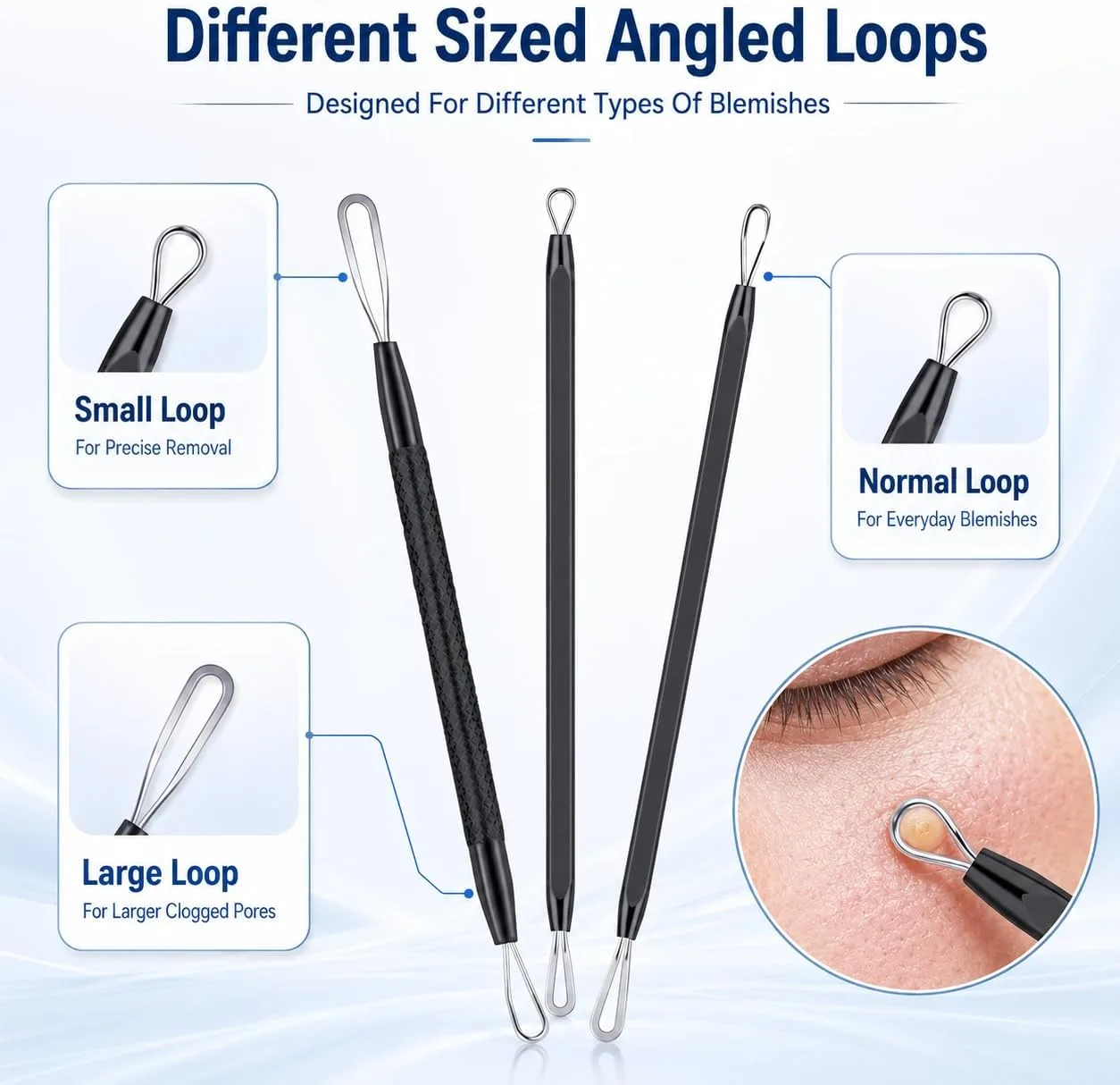 MENOLY Pimple Popper Tool Kit 10 Pcs Blackhead Remover Tool Zit Popper for Blemish, Pimple Comedone Extractor Acne Tool for Blackheads, Acnes, Whiteheads Nose Face Tools with Leather Bag