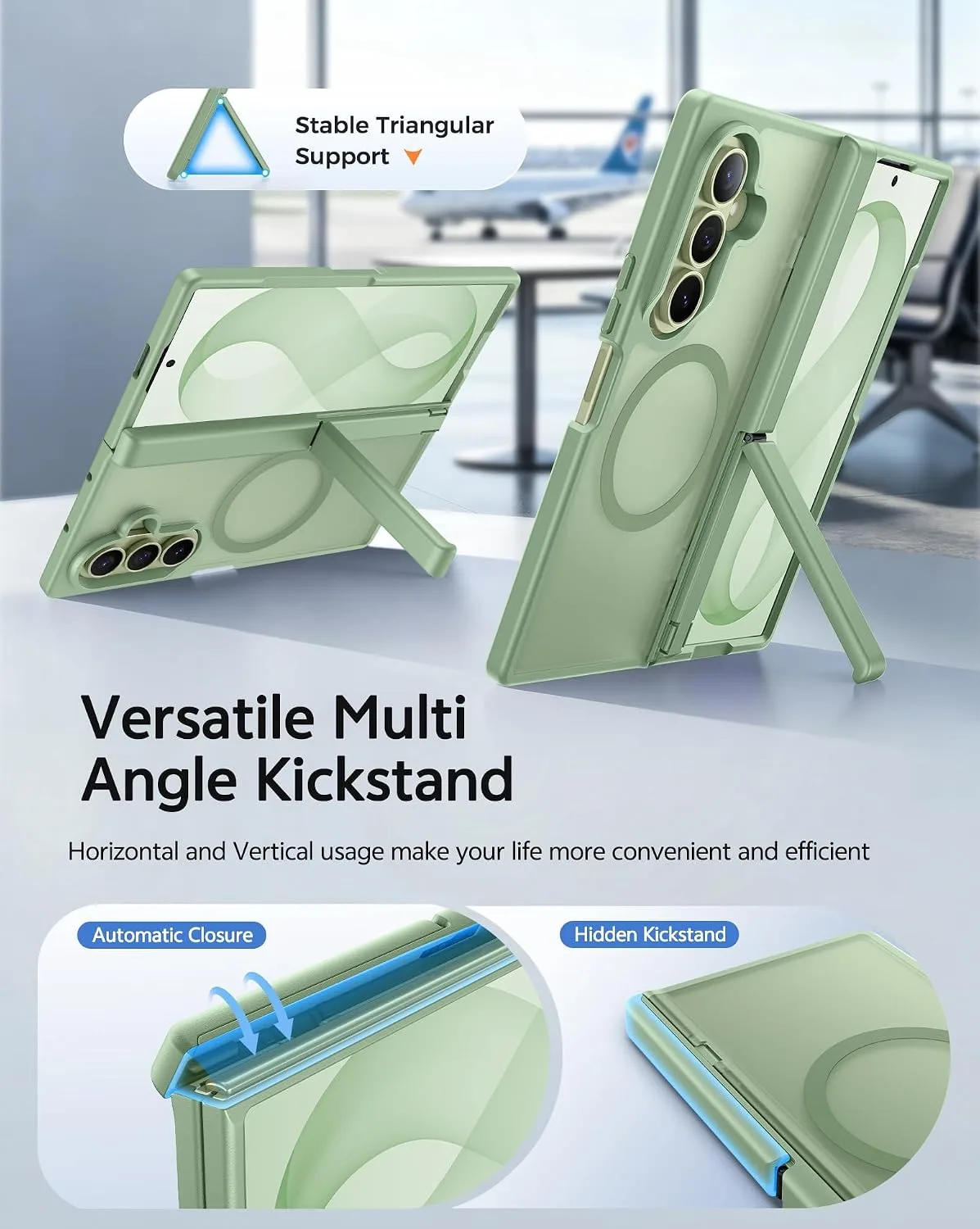 FNTCASE for Galaxy Z Fold 8 Ultra/Z Fold 7 Case Fit for MagSafe Light Green