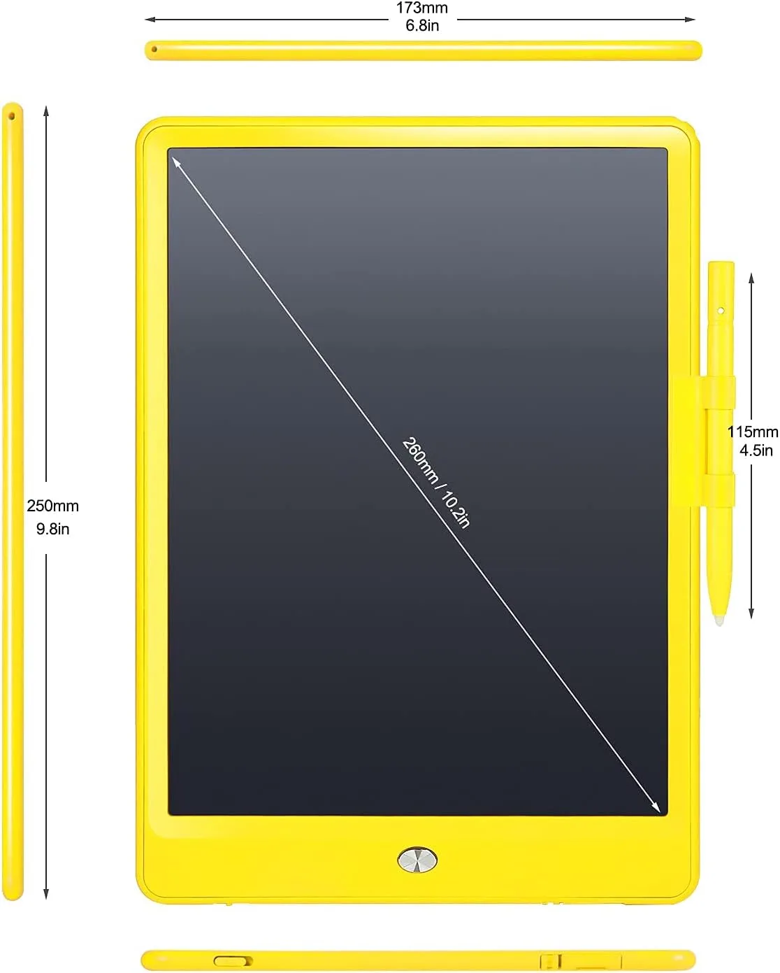 LCD Writing Tablet with Bag for Kids, 10 Colorful Screen Drawing Board Doodle Pad Learning Educational Toy - Gift for 3-6 Years Old Boy Girl (Yellow)