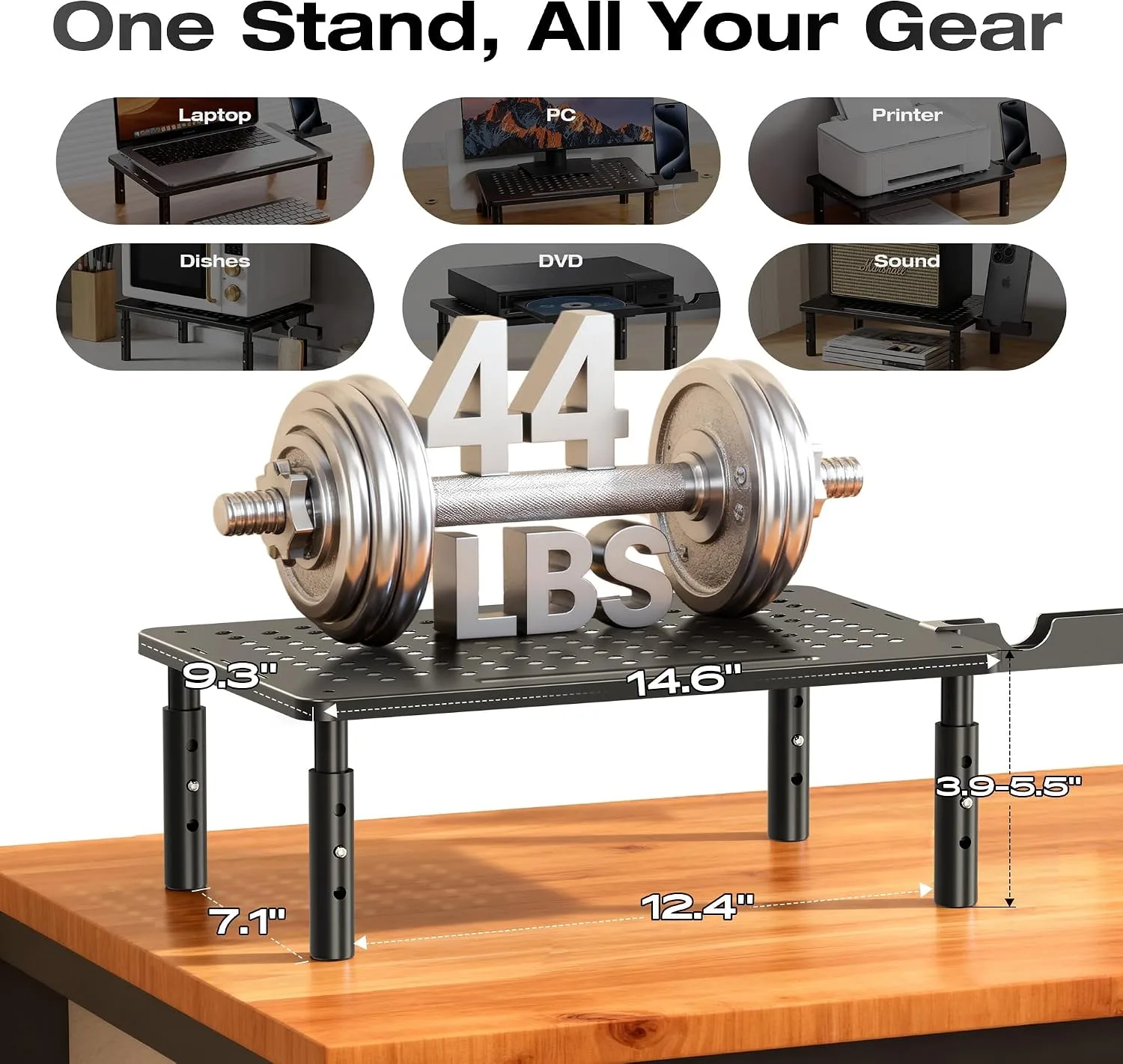 Computer Monitor Stand Riser For Desk, 3 Height Adjustable, 2 Pack