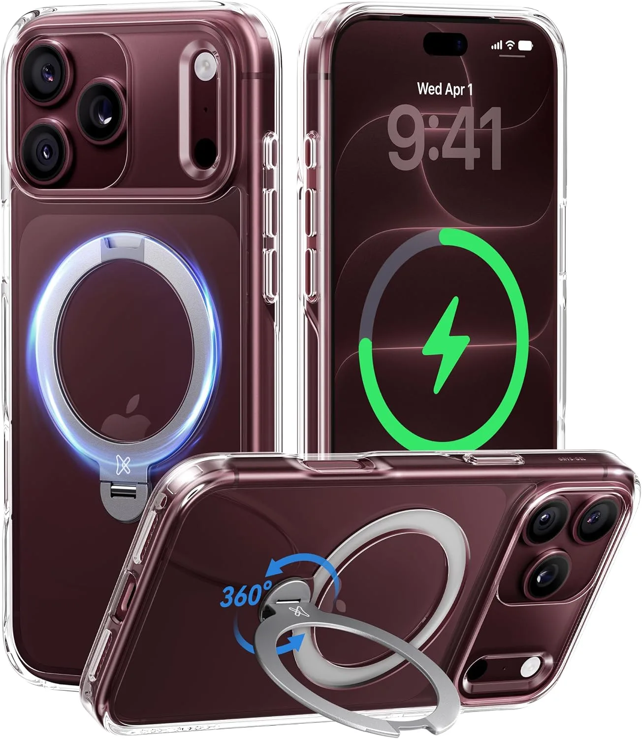 Carcasa Casekoo Clear 360 Spin Magnetic Stand para iPhone 18 Pro Max