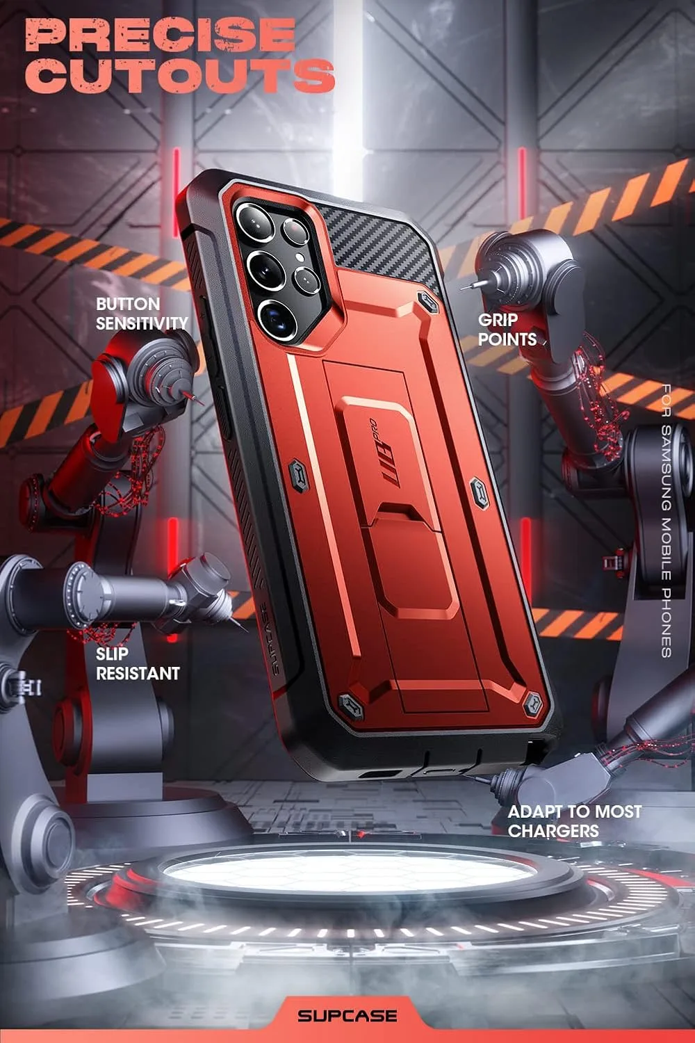 SUPCASE for Samsung Galaxy S22 Ultra Case with Built-in Kickstand, Ruddy