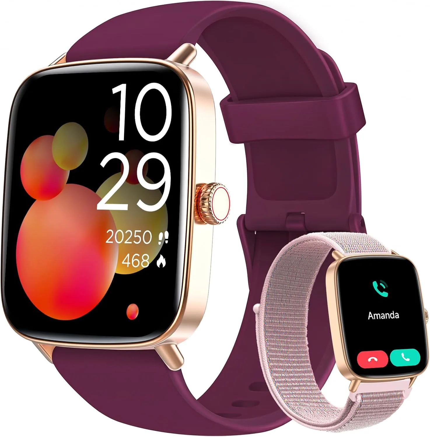 Smart Watch for Women Men, 2 Bands Health&Fitness Watch for iPhone/Android, Make Call and Message Notice, 24/7 Heart Rate/Sleep/SpO2 Tracker, 1.85" HD Smartwatch with 110 Sport Modes, IP68 Waterproof