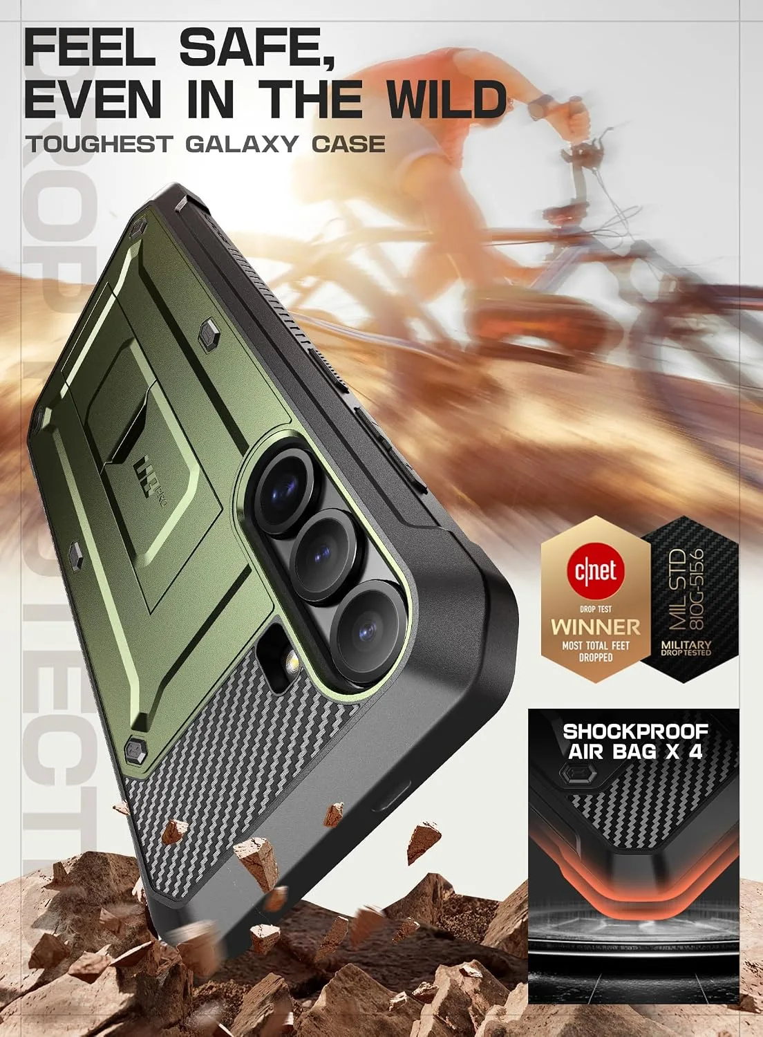 SUPCASE for Galaxy S25 Plus Case with Built-in Screen Protector, Green
