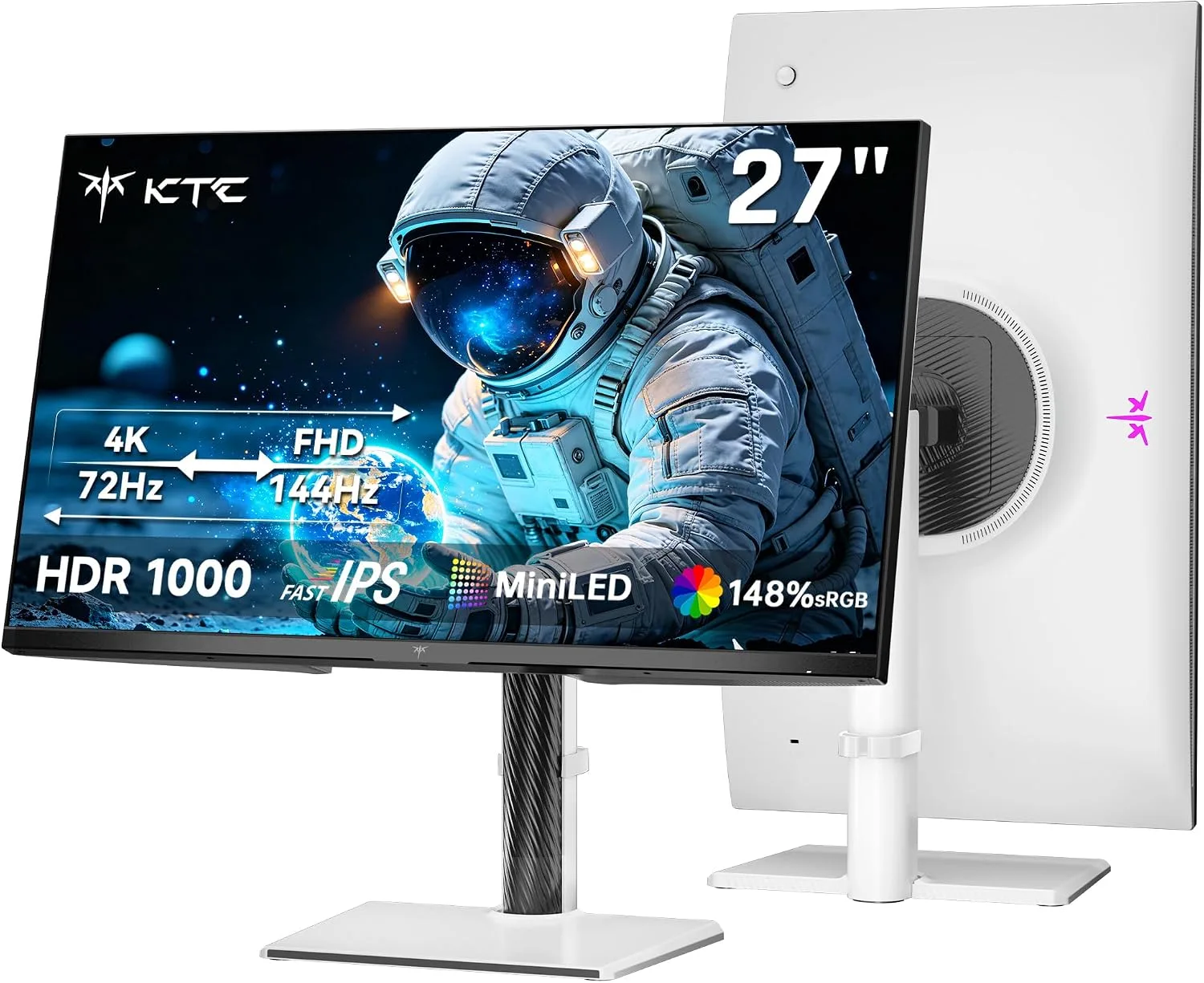 KTC 27 Inch 4K Mini-LED Gaming Monitor, Dual Mode, Fast IPS, M27U6