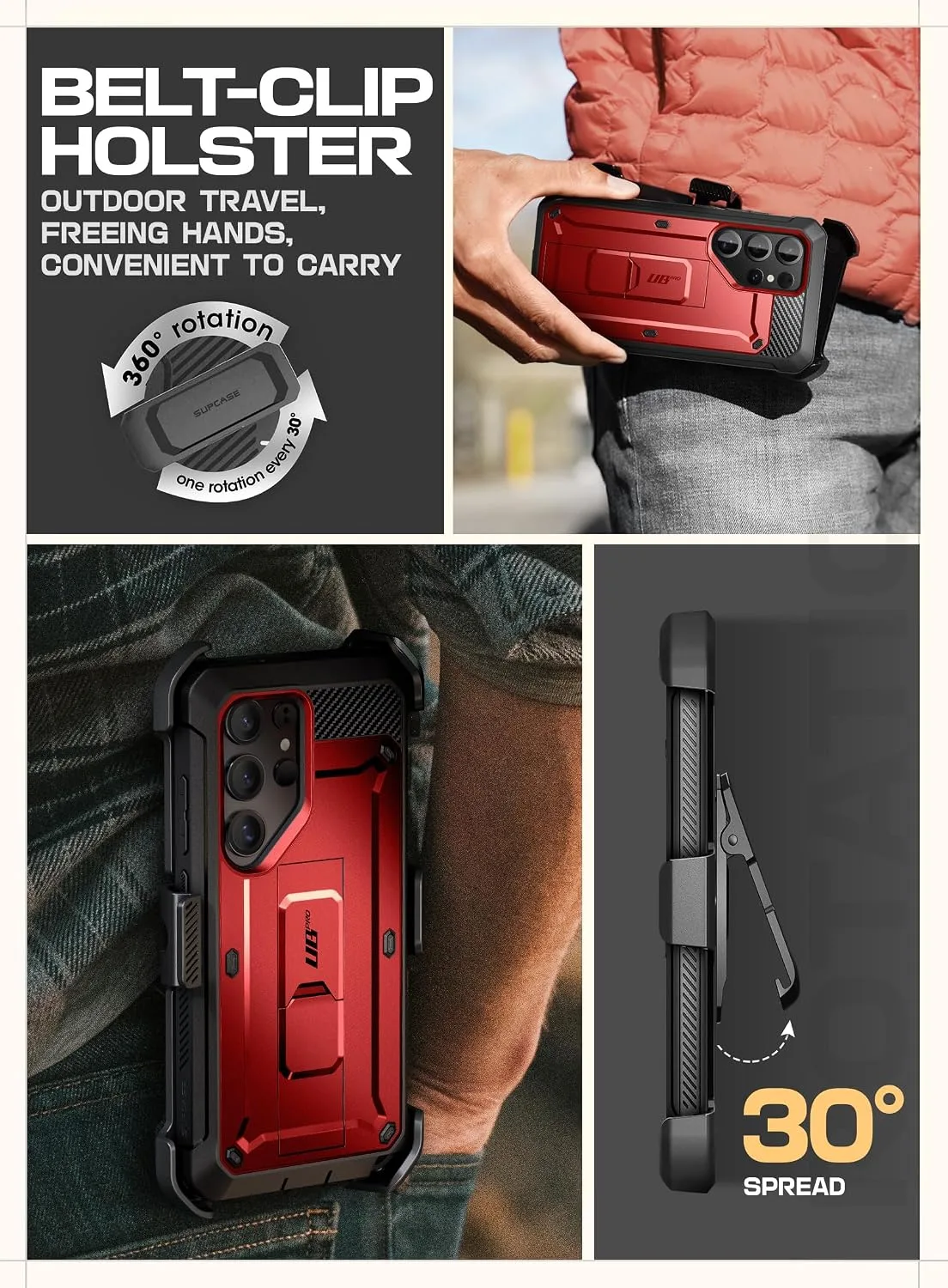SUPCASE for Samsung Galaxy S25 Ultra Case with Screen Protector, Red