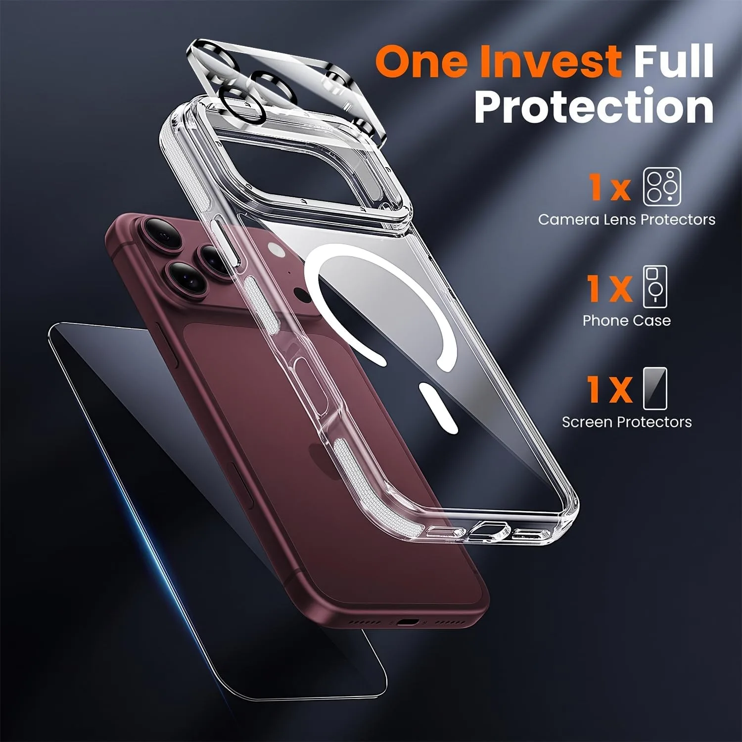 toushion 3 in 1 for iPhone 18 Pro Case Clear Bumper