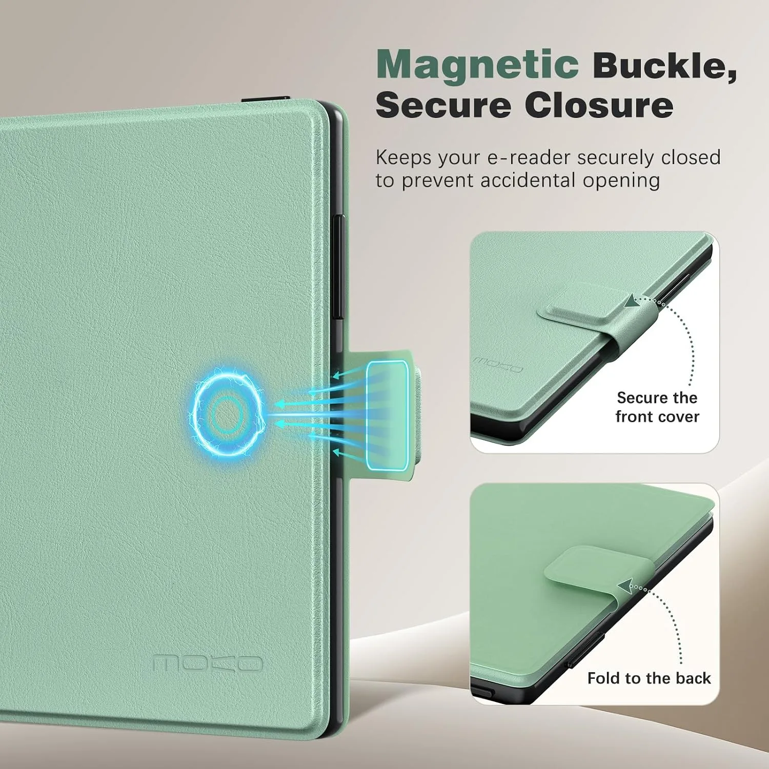 MoKo Magnetic Slim Folio Case for 3.7" XTEINK X3 eReader 2026, Agave Green