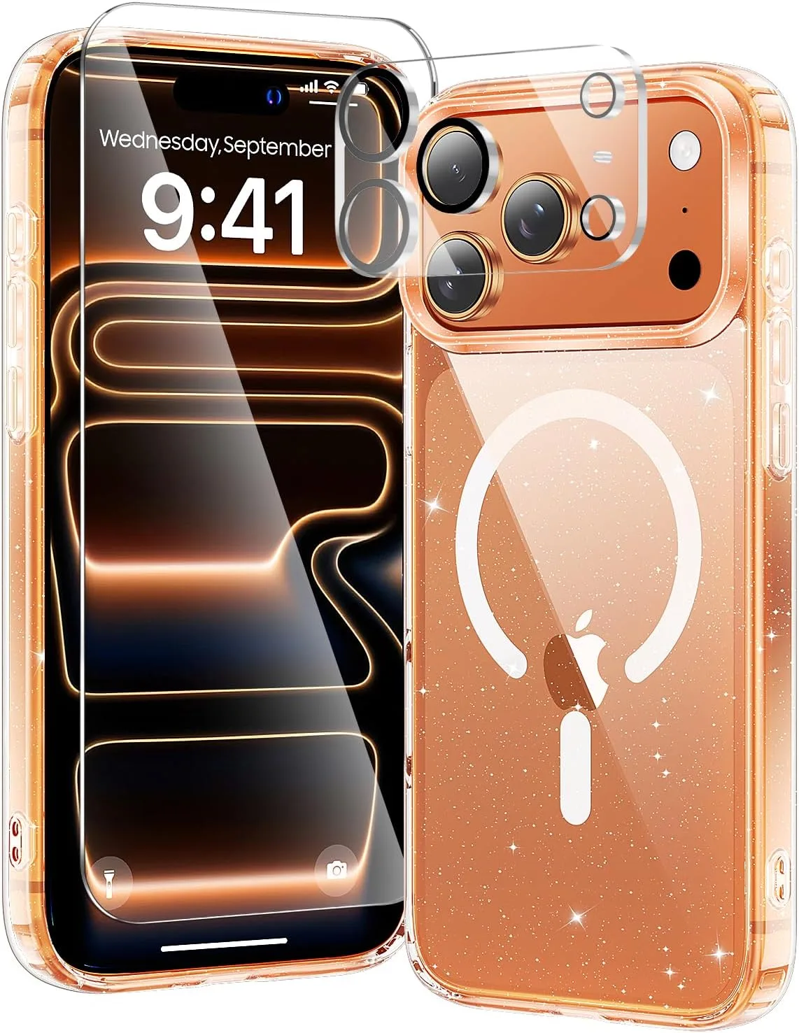 toushion 3 in 1 for iPhone 17 Pro Case Clear Glitter