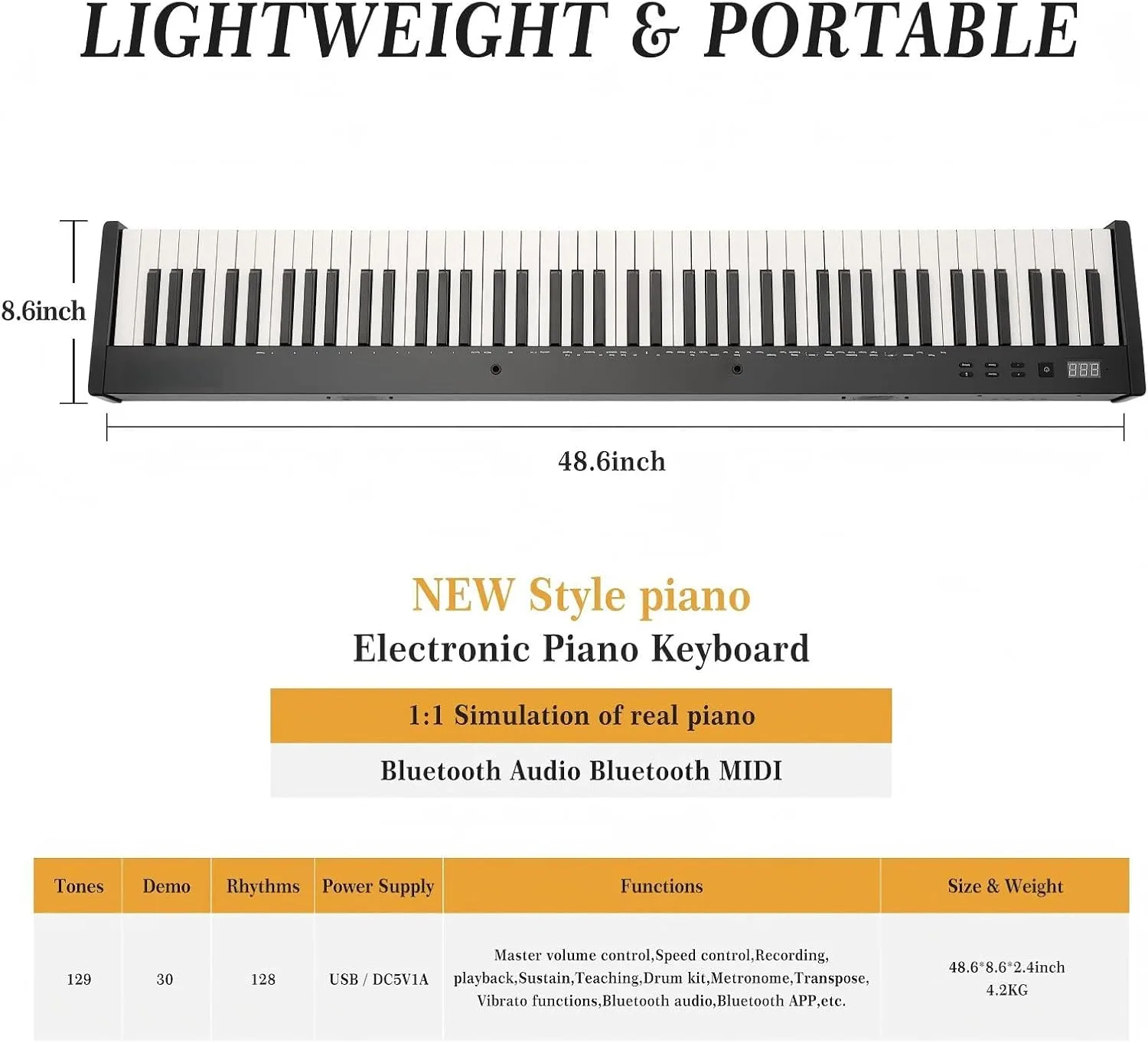 Garvee 88 Key Full-Size Semi-Weighted Electronic Keyboard Piano, Portable Design with Headphones, Sustain Pedal, Power Adapter & Travel Case - Perfect for Beginners and Adult Players