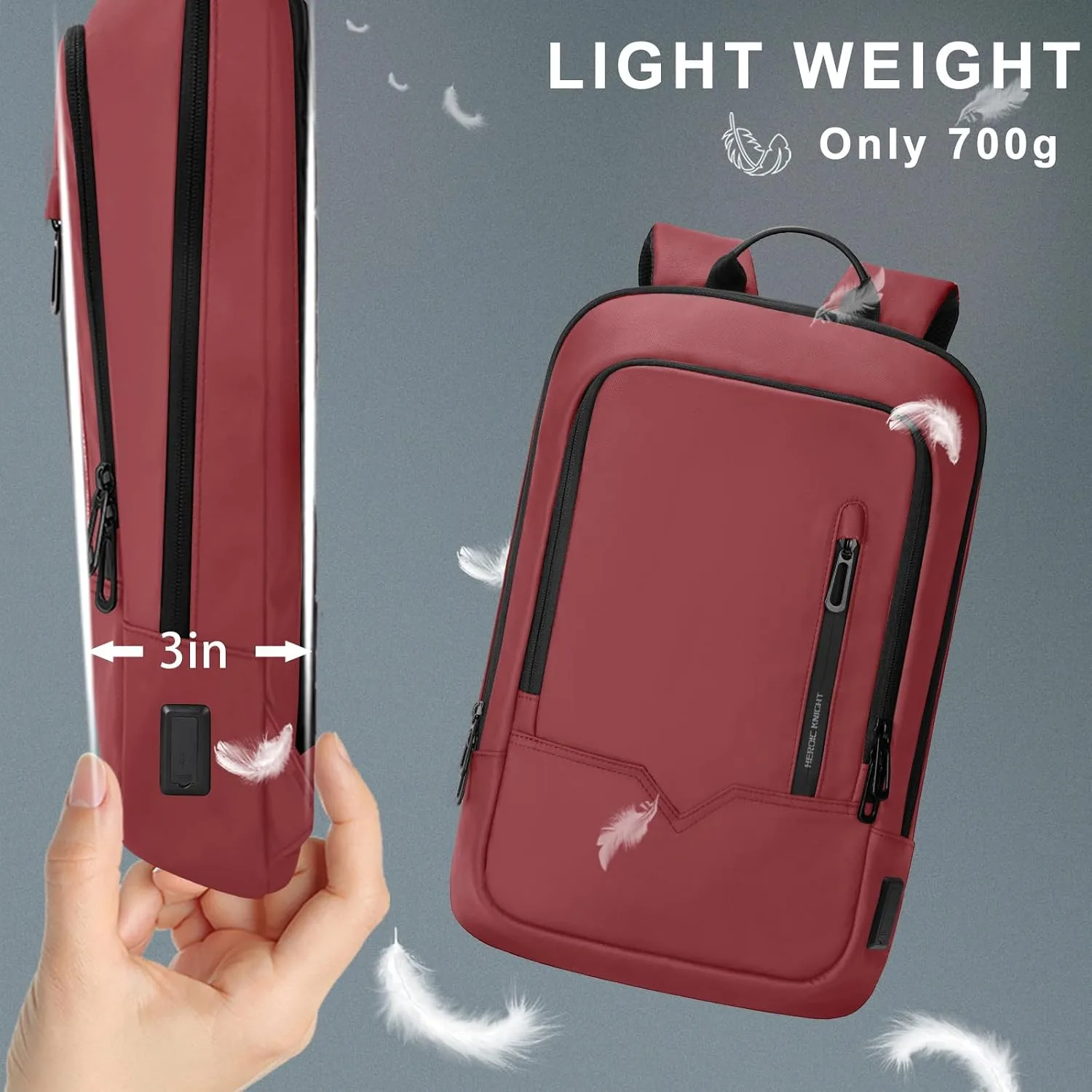 hk Backpack for Men, Business Slim Computer Bag for 17.3 Inch Laptop