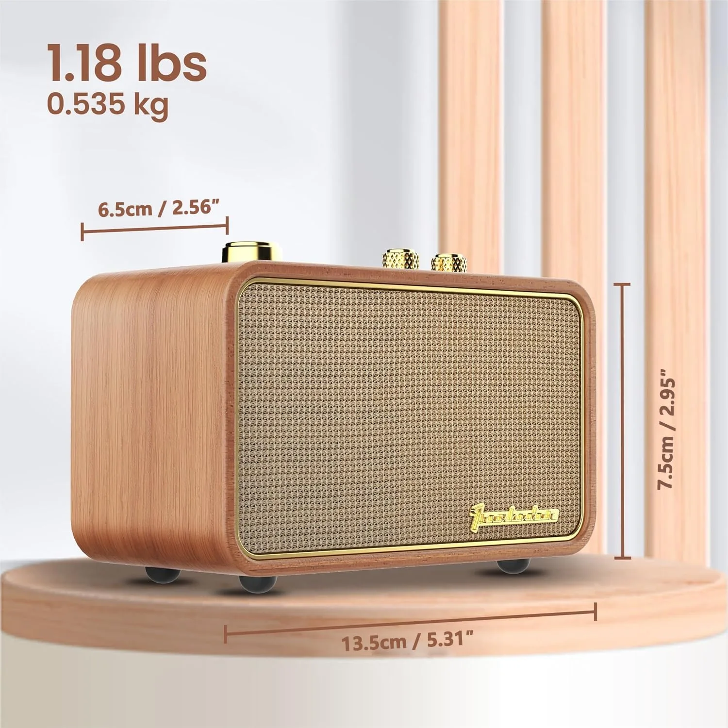 Portable Bluetooth Speaker-AM FM Retro Radio Wireless, Retro Wood