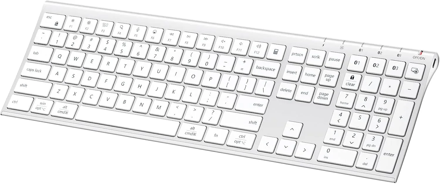 iClever BK10 Max Bluetooth Keyboard for Mac, Slim Full-Size Layout, Silver