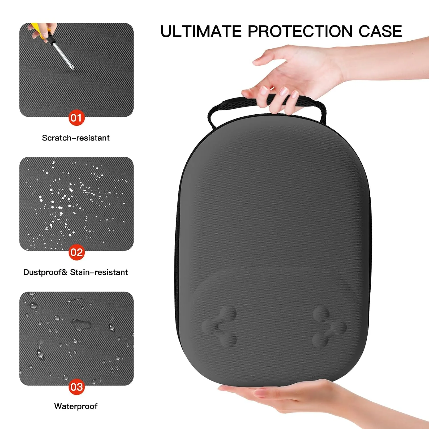bibuks Hard Carrying Case Compatible with Oculus Meta Quest 3/3S,VR Headset Elite Strap and Touch Controller Accessories Carry Case,Hard Shell Travel Storage Bag (Black)