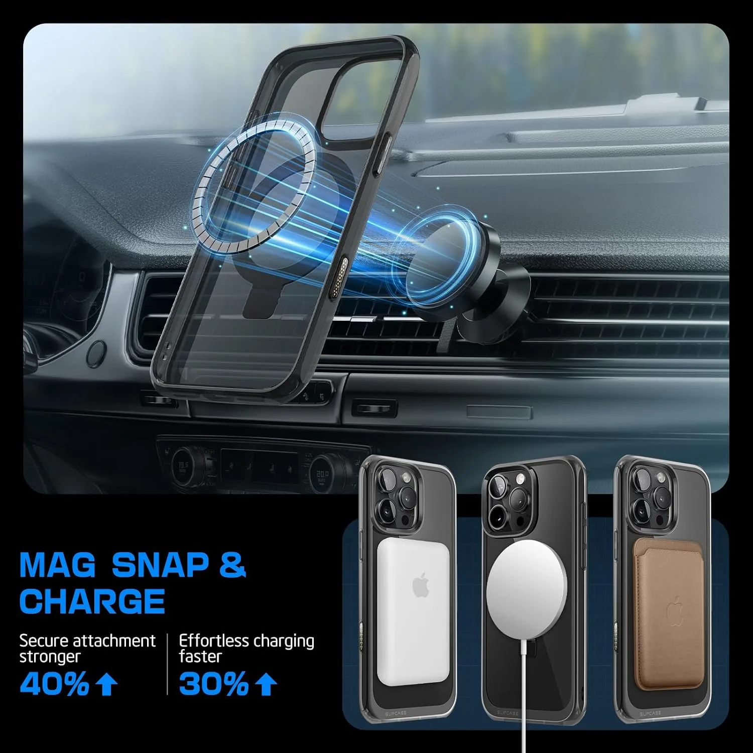 SUPCASE for iPhone 16 Pro Case (6.3 inch), Compatible with MagSafe, Dark