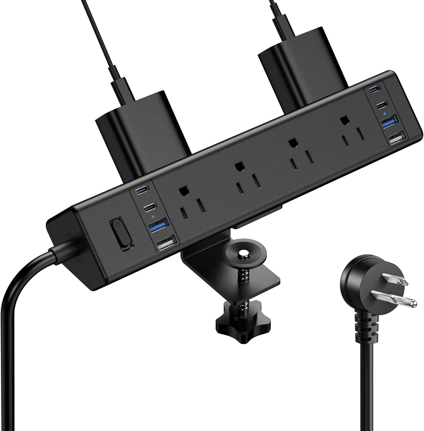 Jgstkcity Desk Clamp Power Strip 40W USB C,8 Outlets,8 USB,6FT,Black