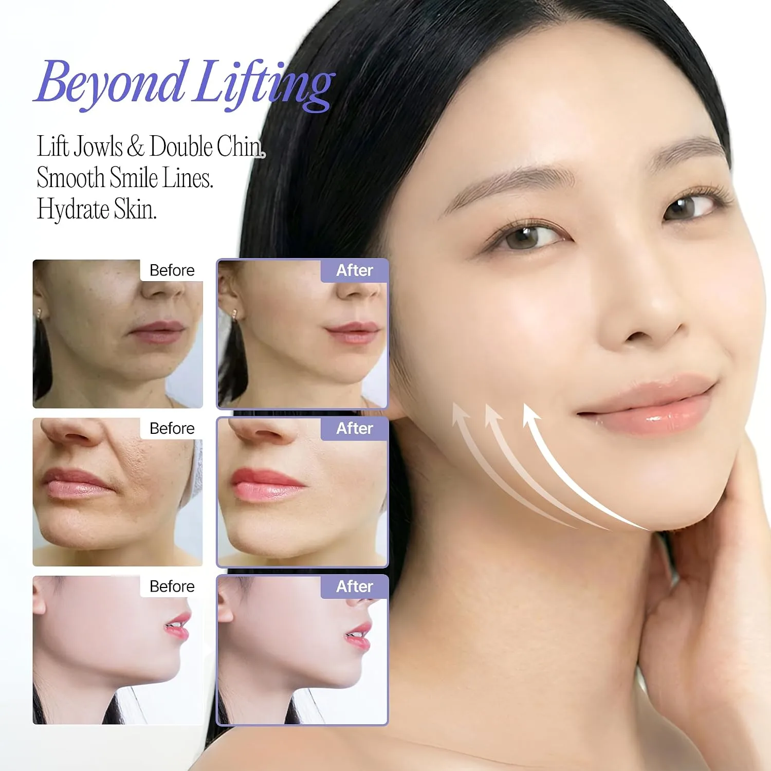 Double Chin Reducer V Line Mask for Women - Hydrogel Face Contouring Strap & Jawline Sculpting Patch - Firming Korean Skin Care Tape for Neck Tightening & Sagging Skin Care (10 Sheets)