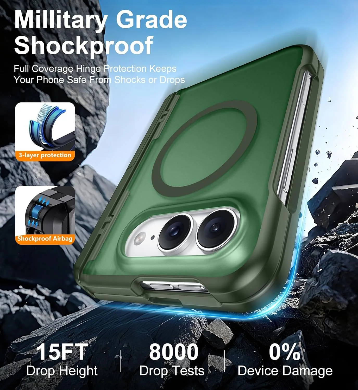SPIDERCASE Magnetic for iPhone Duo Case, with Stand,Green