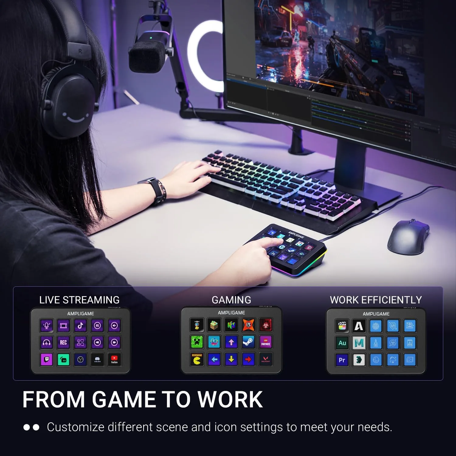 fifine D6 RGB Macro-Keyboard with 15 Programable Buttons for Multi-Tasking