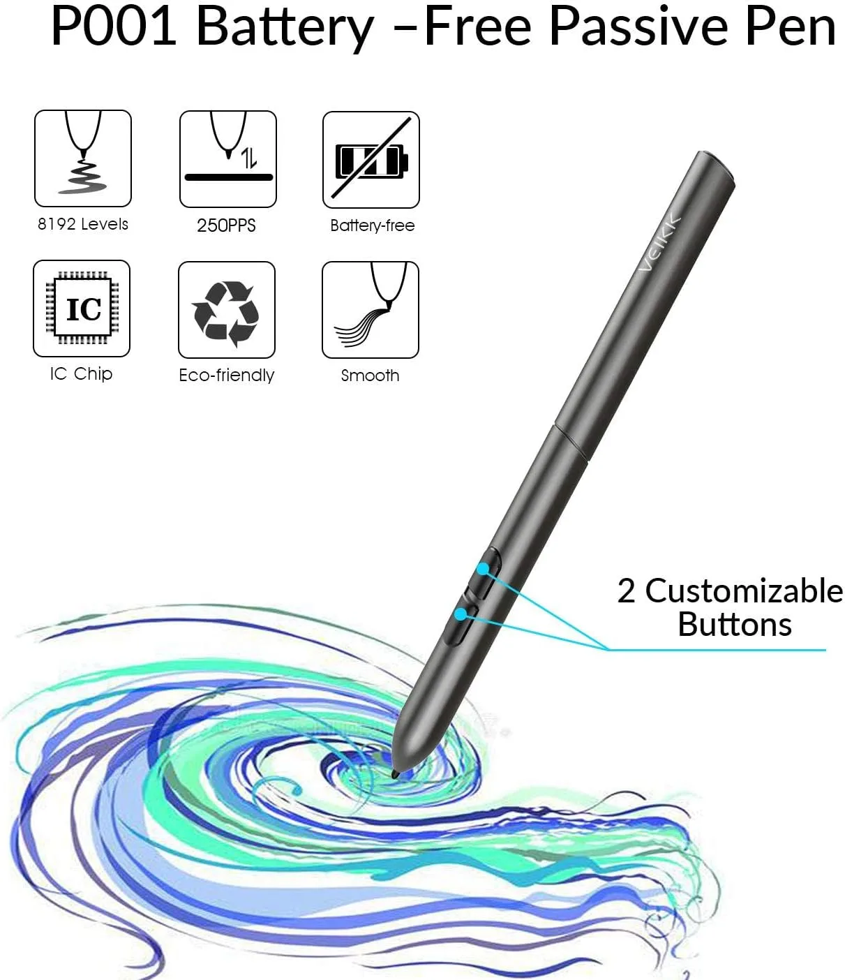 VEIKK S640 Drawing Tablet (6x4 inch, Pressure Sensitivity 16384 Levels)