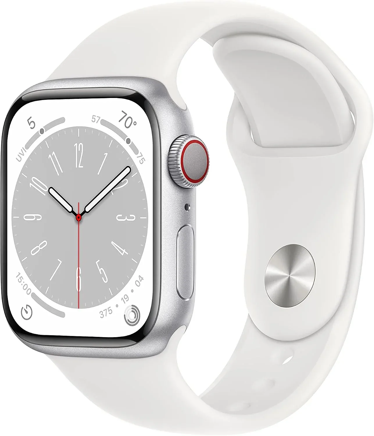 Apple Watch Series 8 GPS + Cellular 41mm Caja Aluminio Plata con Correa Sport Blanca