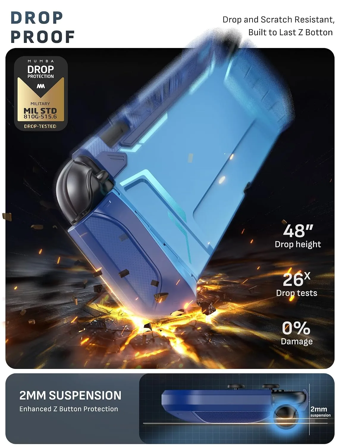 Mumba Dockable Protective Case for Nintendo Switch 2,Blade Series,Blue