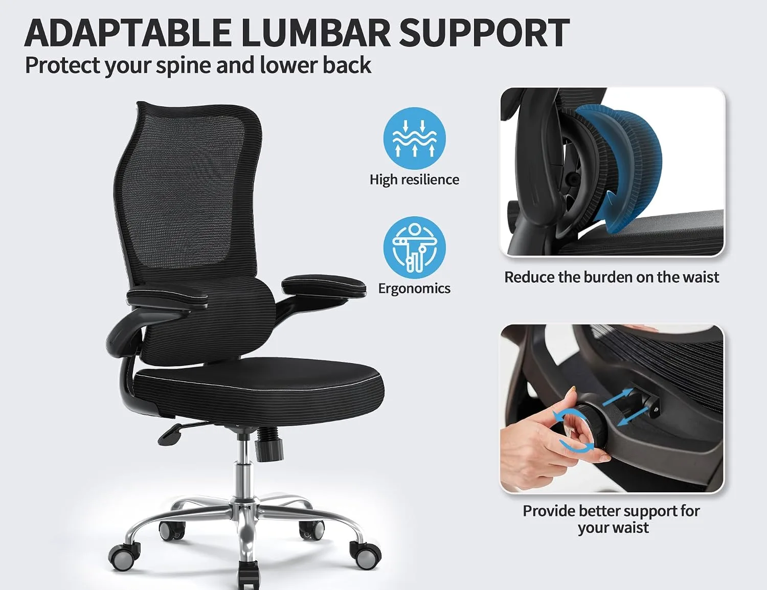 TRALT Office Chair Ergonomic Desk Chair with Lumbar Support Black Ink, 1
