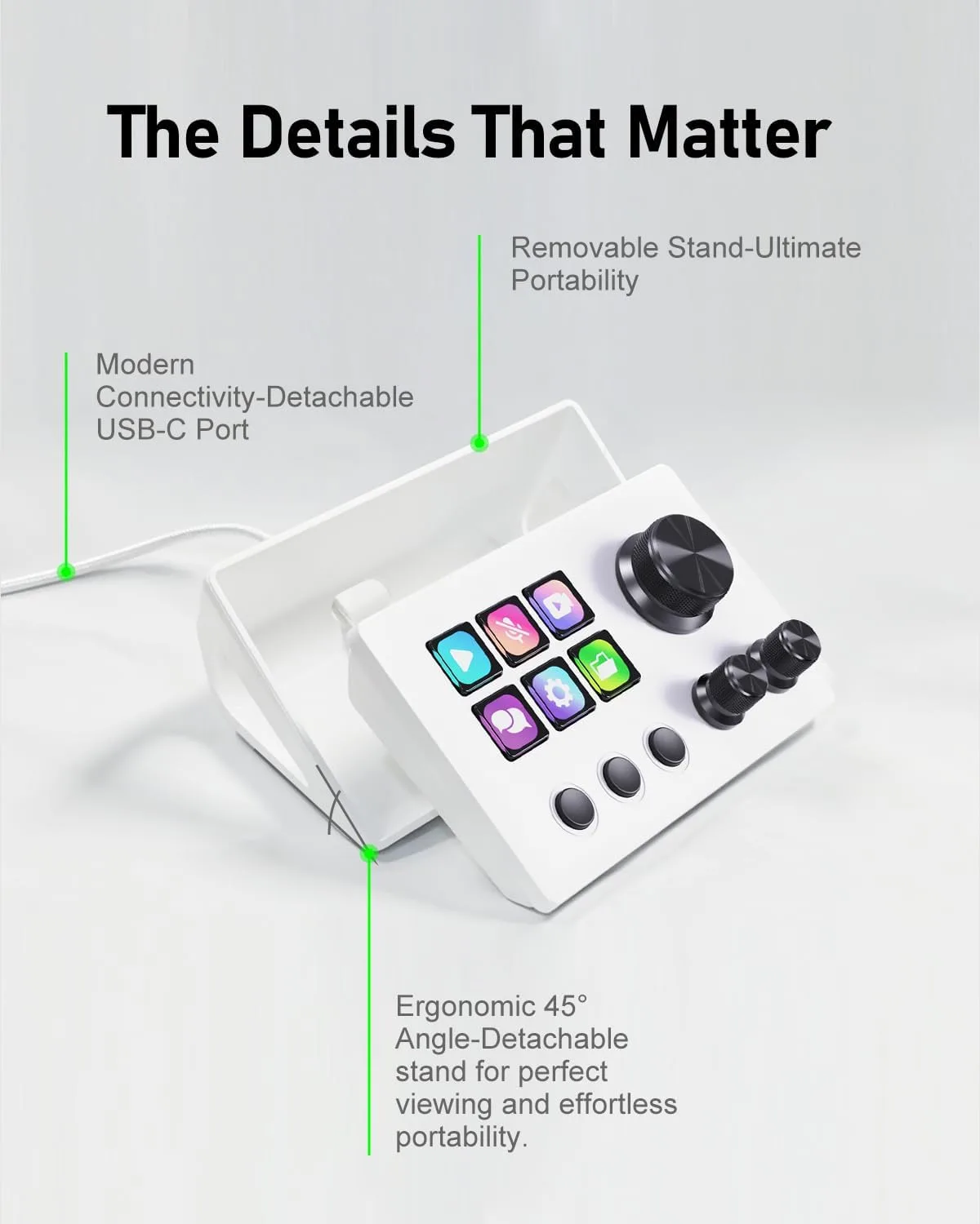 TreasLin VSDinside Streaming Controller Deck Visual Shortcut Keyboard with 12 Customizable Macro Keys to Trigger Actions in OBS Twitch YouTube for Content Creators Streaming Gaming Compatible with PC & Mac N3 White