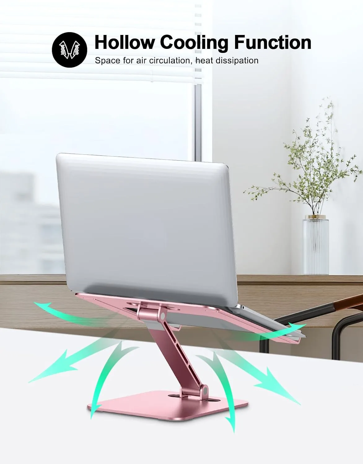 RIWUCT Aluminum Alloy Laptop Stand for Desk, Foldable Laptop Riser Holder