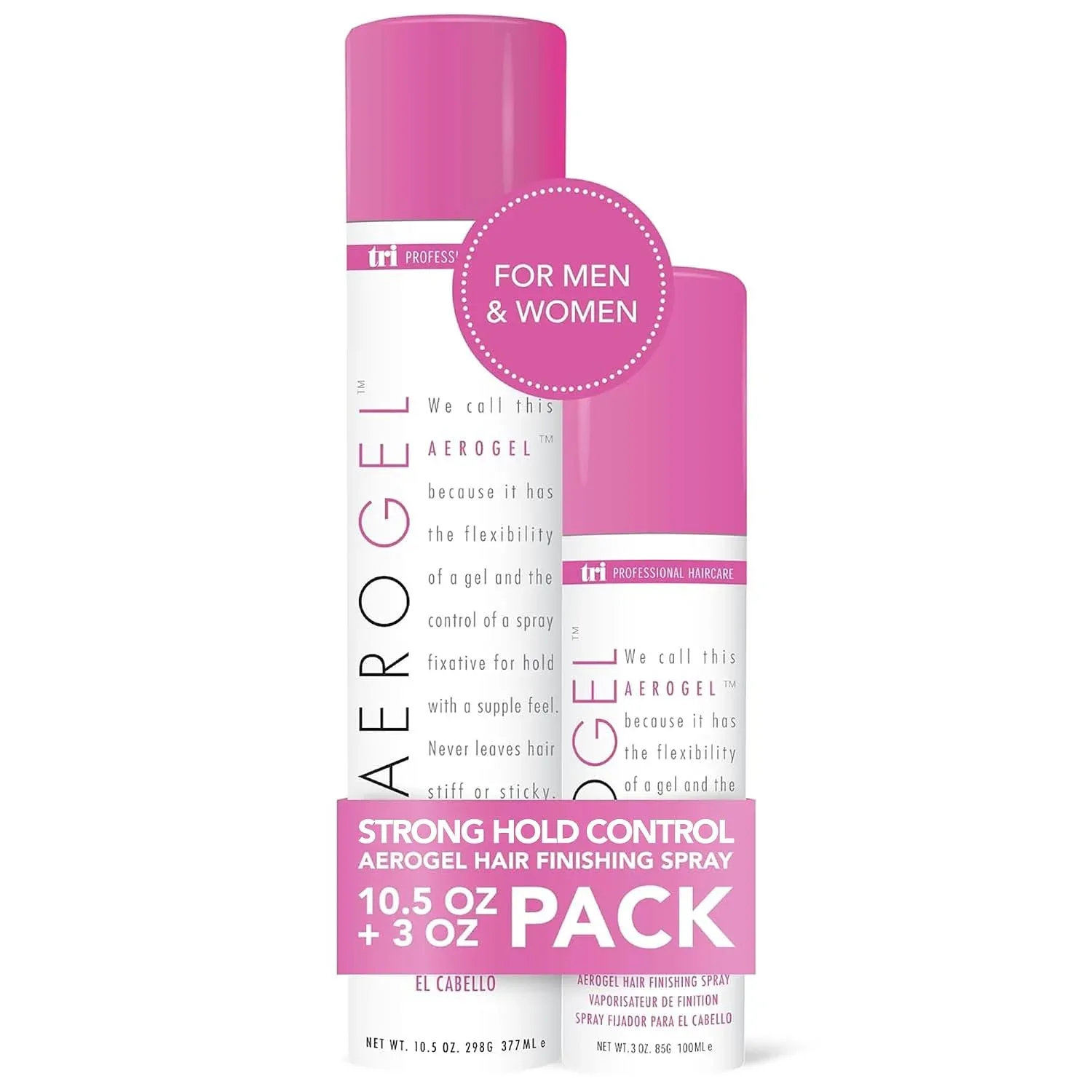 TRIDESIGN Aerogel Strong Hold Volumizing Hair Spray - 3oz & 10.5oz - 2 Pack