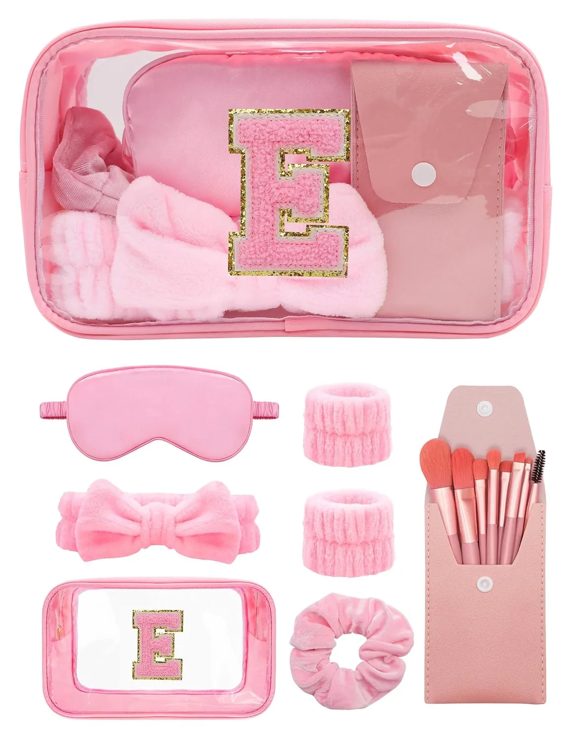 Initial Makeup Bag with Makeup Brush Set Party Favors Gifts for Women Girls