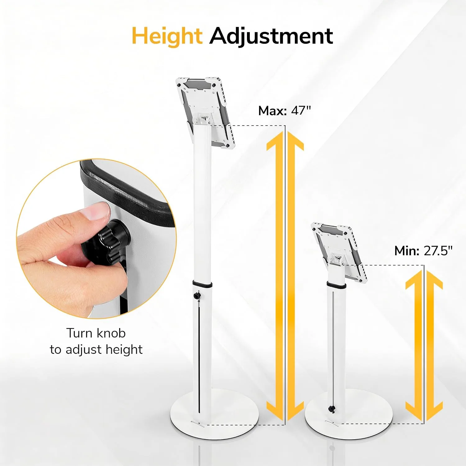 Mount-It! Anti-Theft Universal Tablet Floor Kiosk, Height Adjustable, White