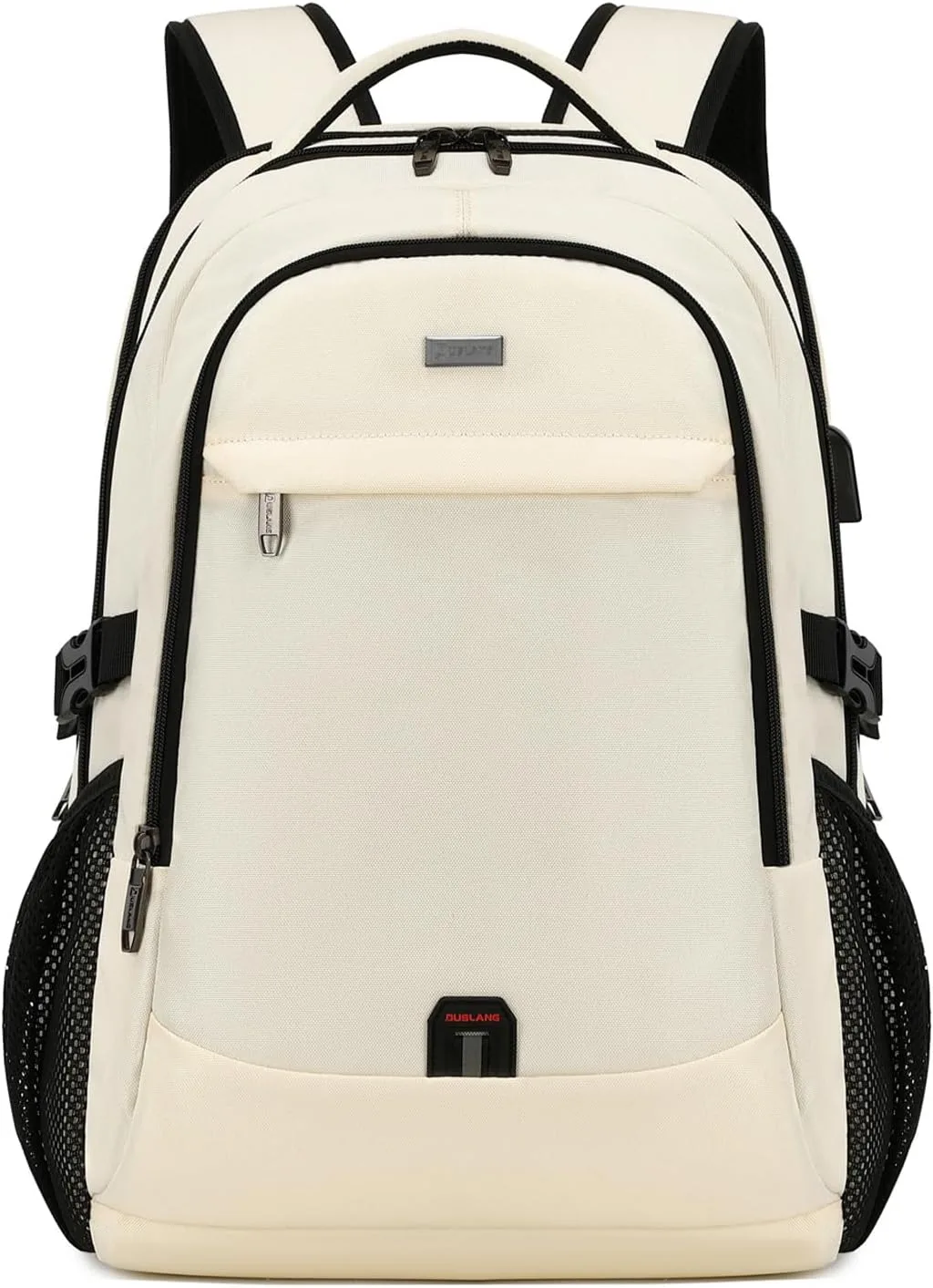 Mochila para laptop Duslang 17 pulgadas beige con puerto USB para carga