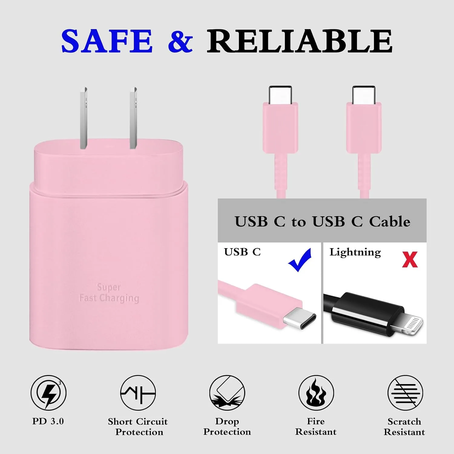 Type C Charger Fast Charging 2-Pack 25W Long 6FT USB C Cable