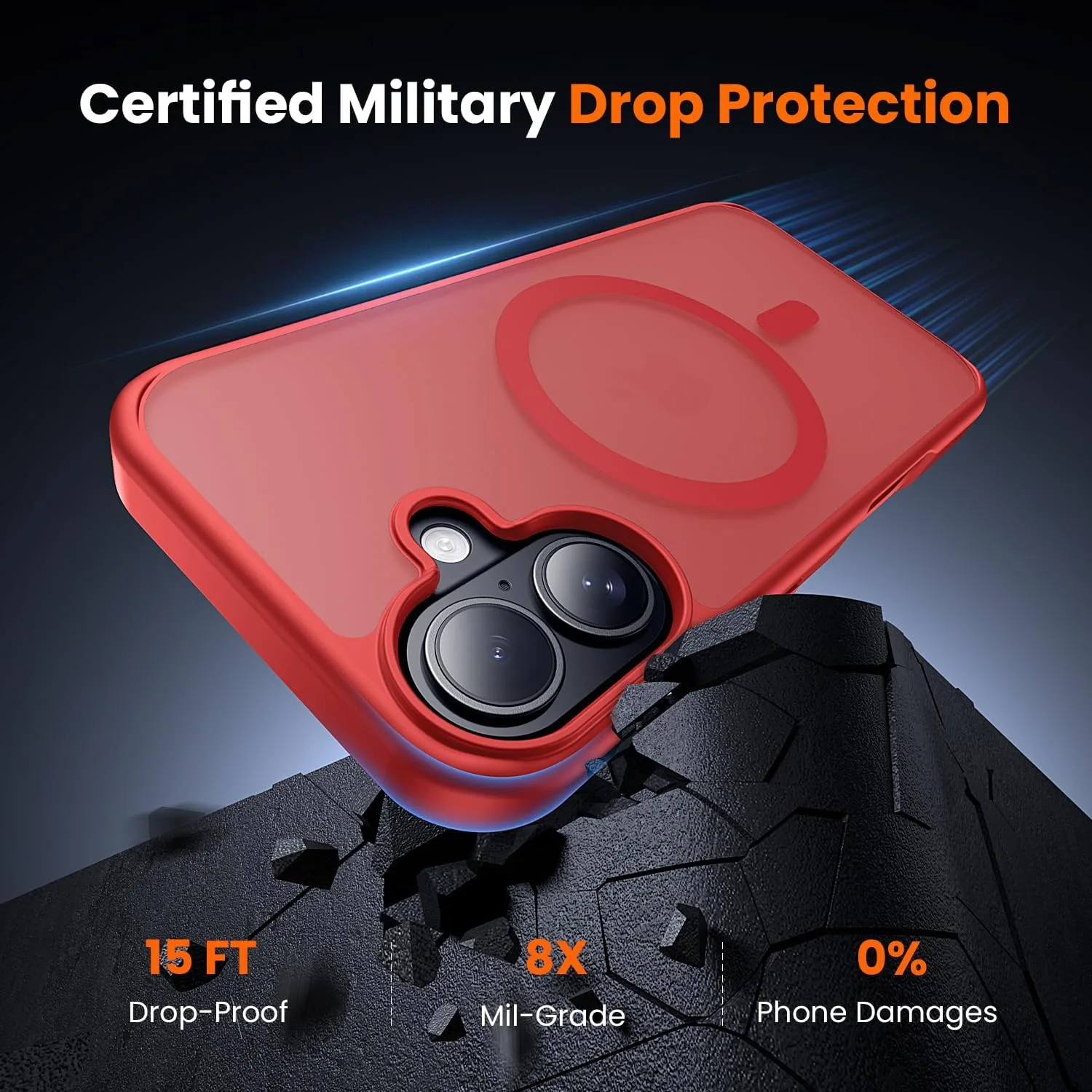 toushion 3 in 1 for iPhone 17 Case Matte Red