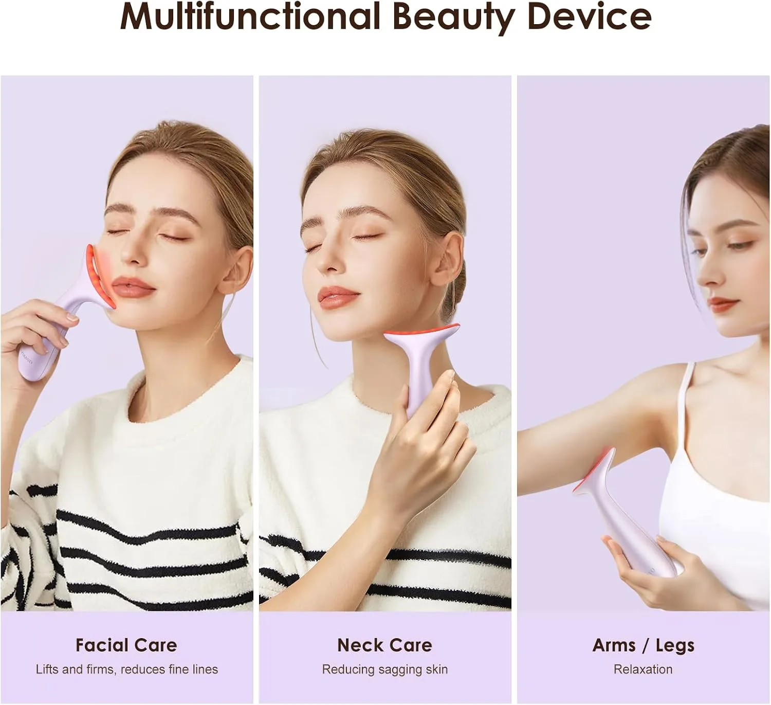 Heated Neck Face Massager with Vibration, Constant Temperature Therapy, USB Rechargeable, 3 Adjustable Speeds, Reduce Fatigue Improve Skincare Absorption