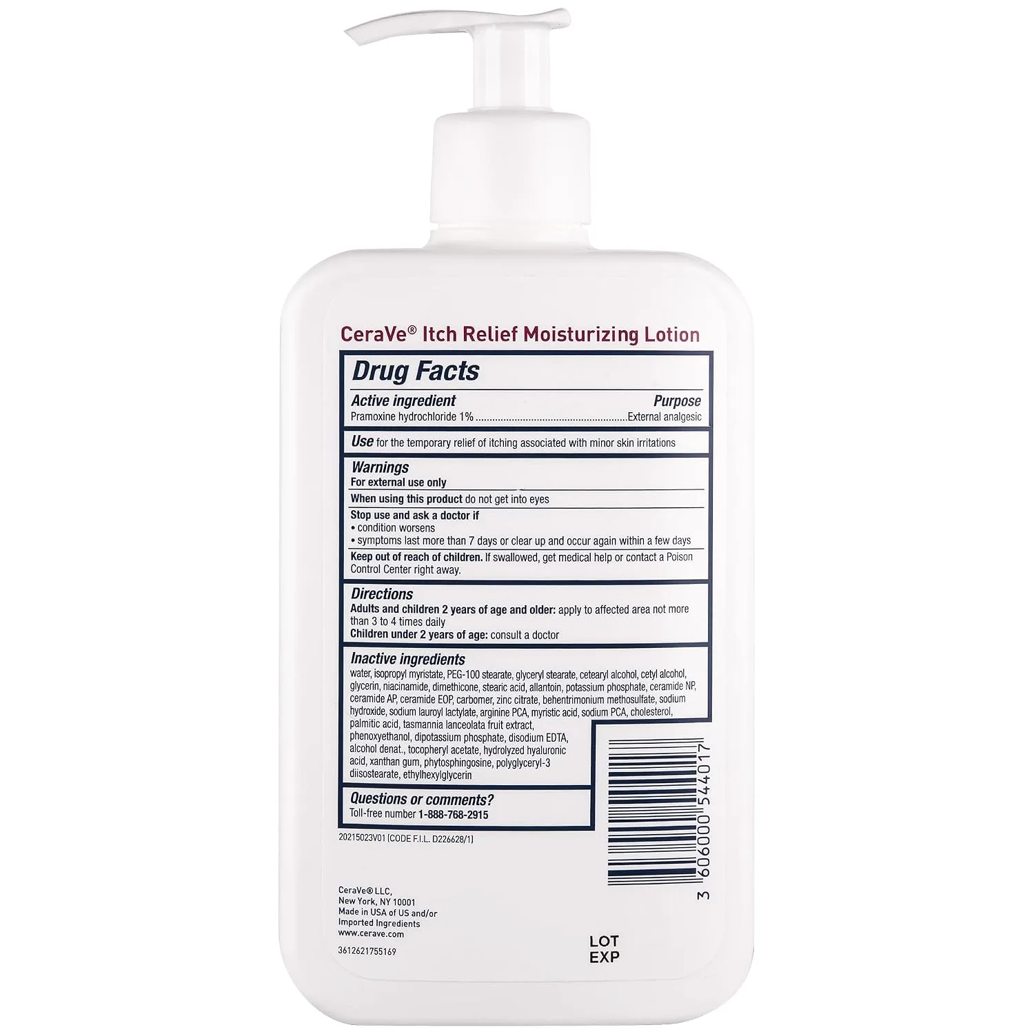 CeraVe Anti Itch Lotion, Hyaluronic Acid Body Moisturizer for Dry Skin,16oz