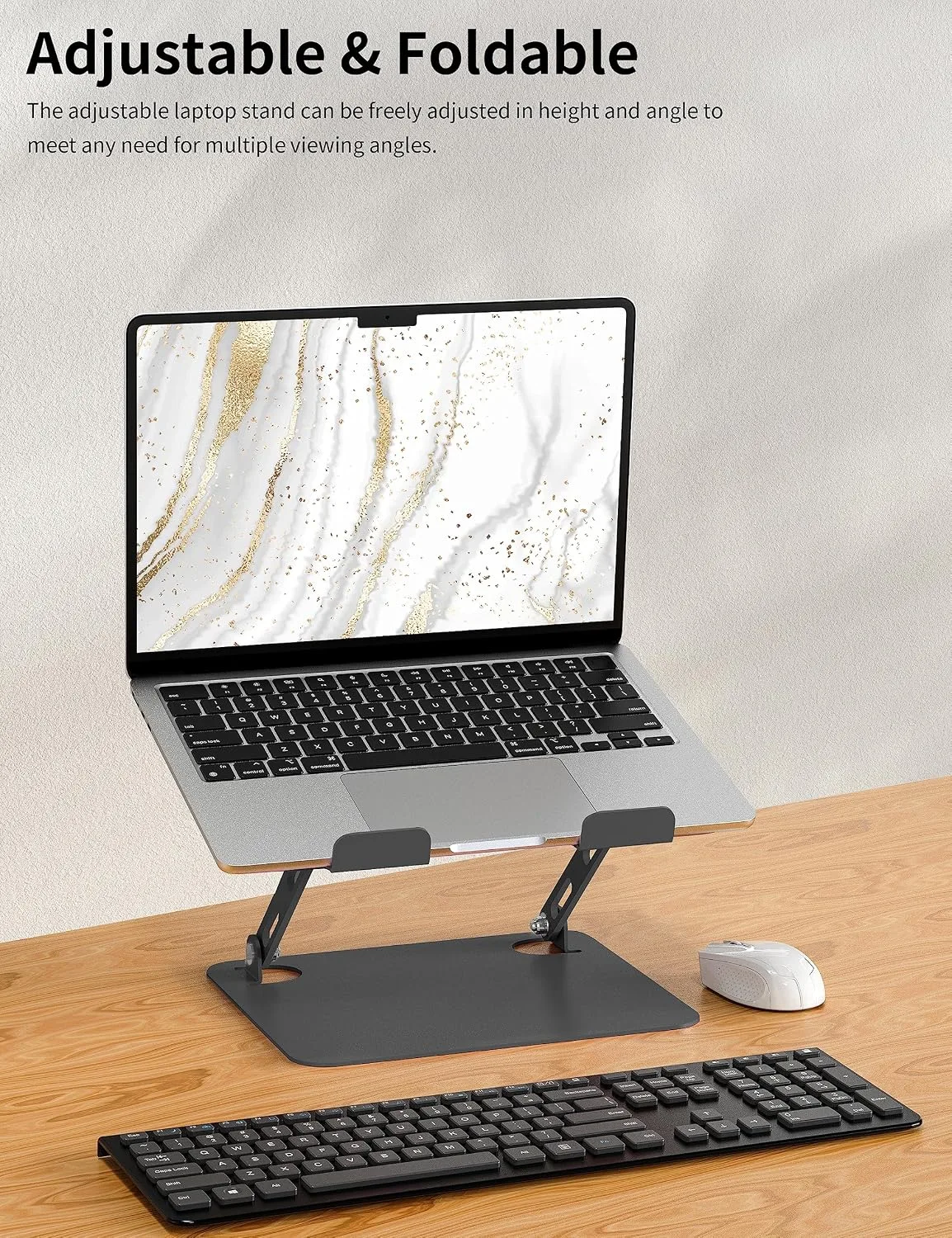 SOUNDANCE Adjustable Laptop Stand for Desk, Metal Riser 10-15.6", Black