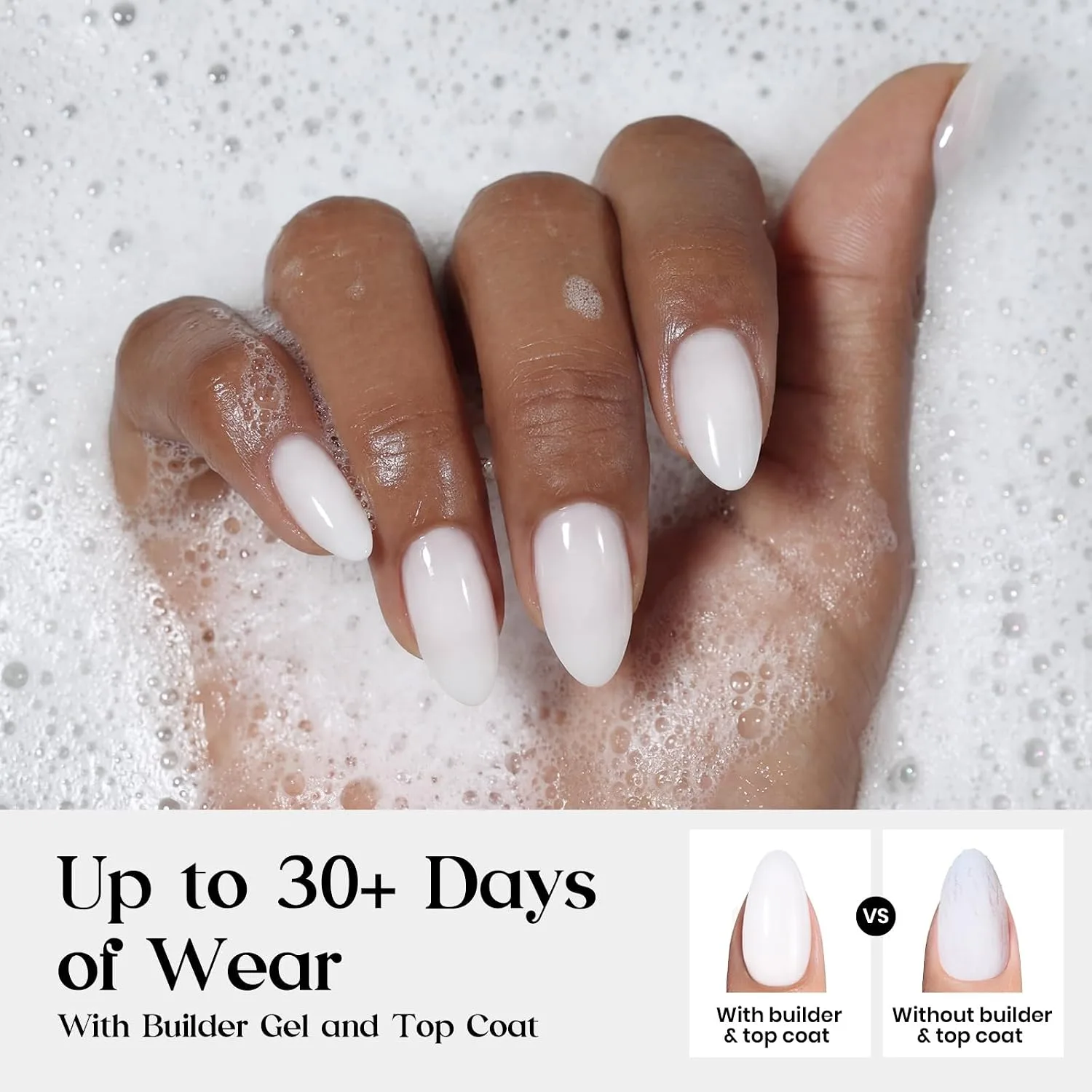 Beetles Milky White Press on Nails Short Almond Fake Nails 160PCS DIY