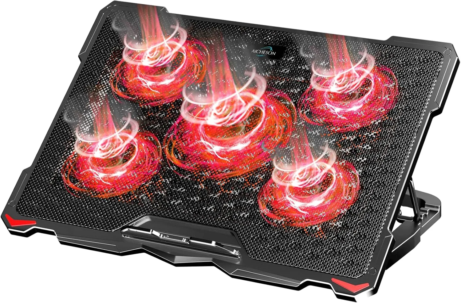 Base de enfriamiento para laptop Aicheson 17.3 pulgadas 5 ventiladores rojo
