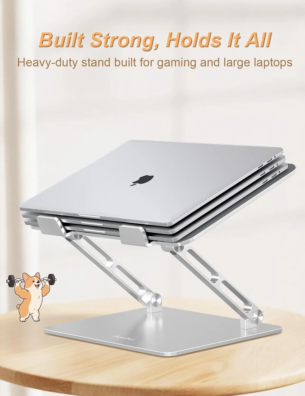 Aoviho Aluminum Laptop Stand for Desk Fit for All 10"-17.3" Laptops, Silver