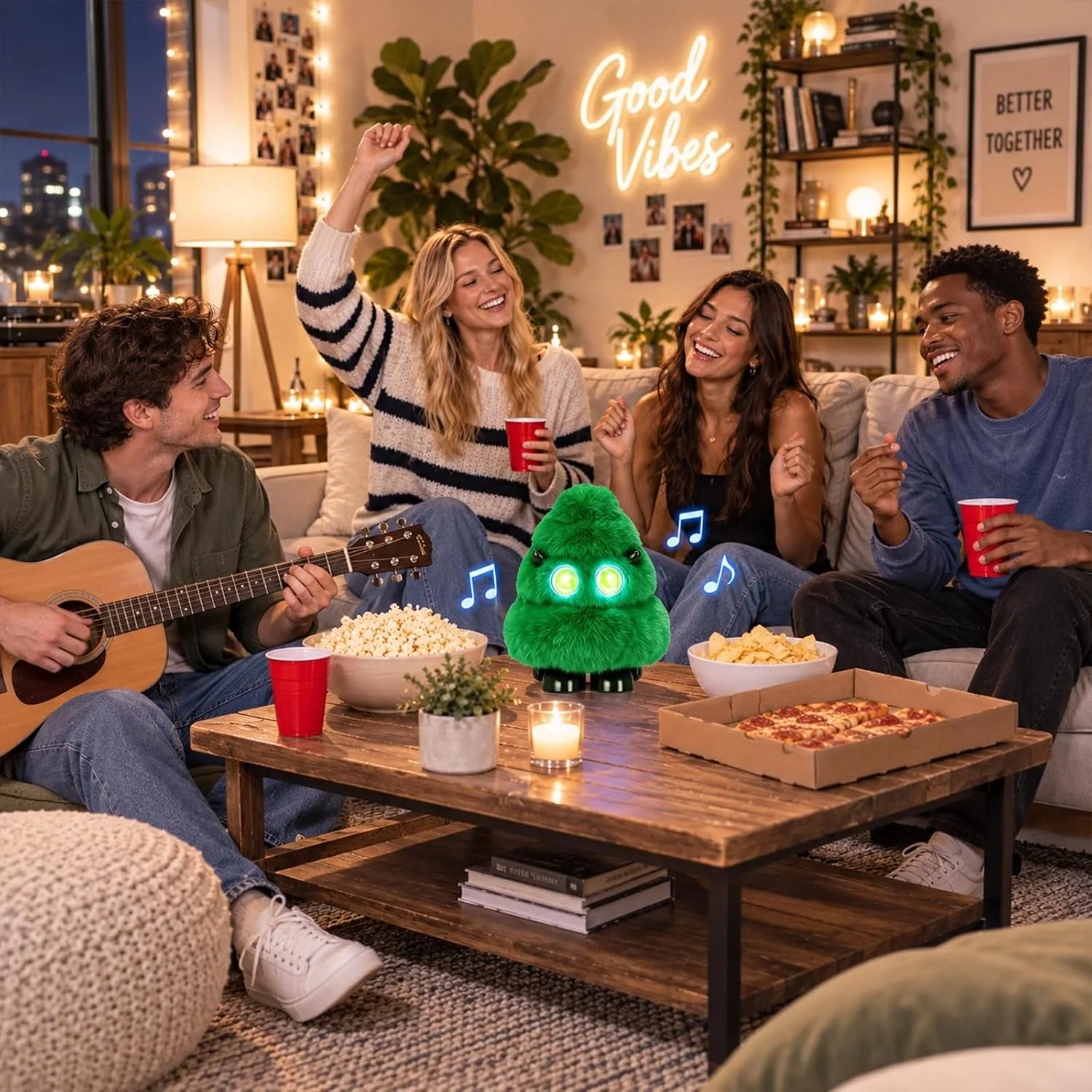 Christmas Tree Plush Bluetooth Speaker With LED,15W Speaker with Deep Bass
