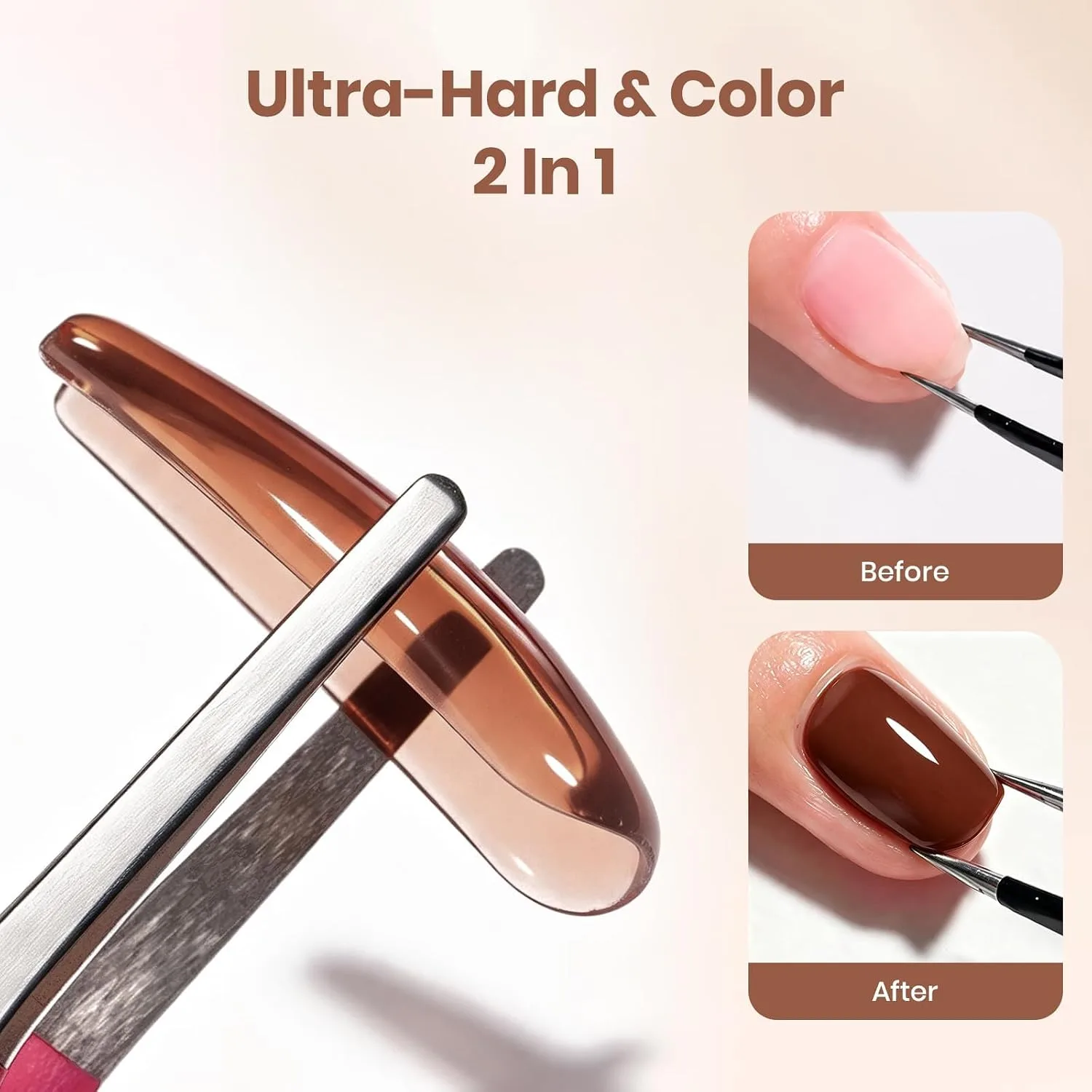 Beetles Hard Gel for Nails Ember Brown, TPO & HEMA-FREE & Flat Nail Brush