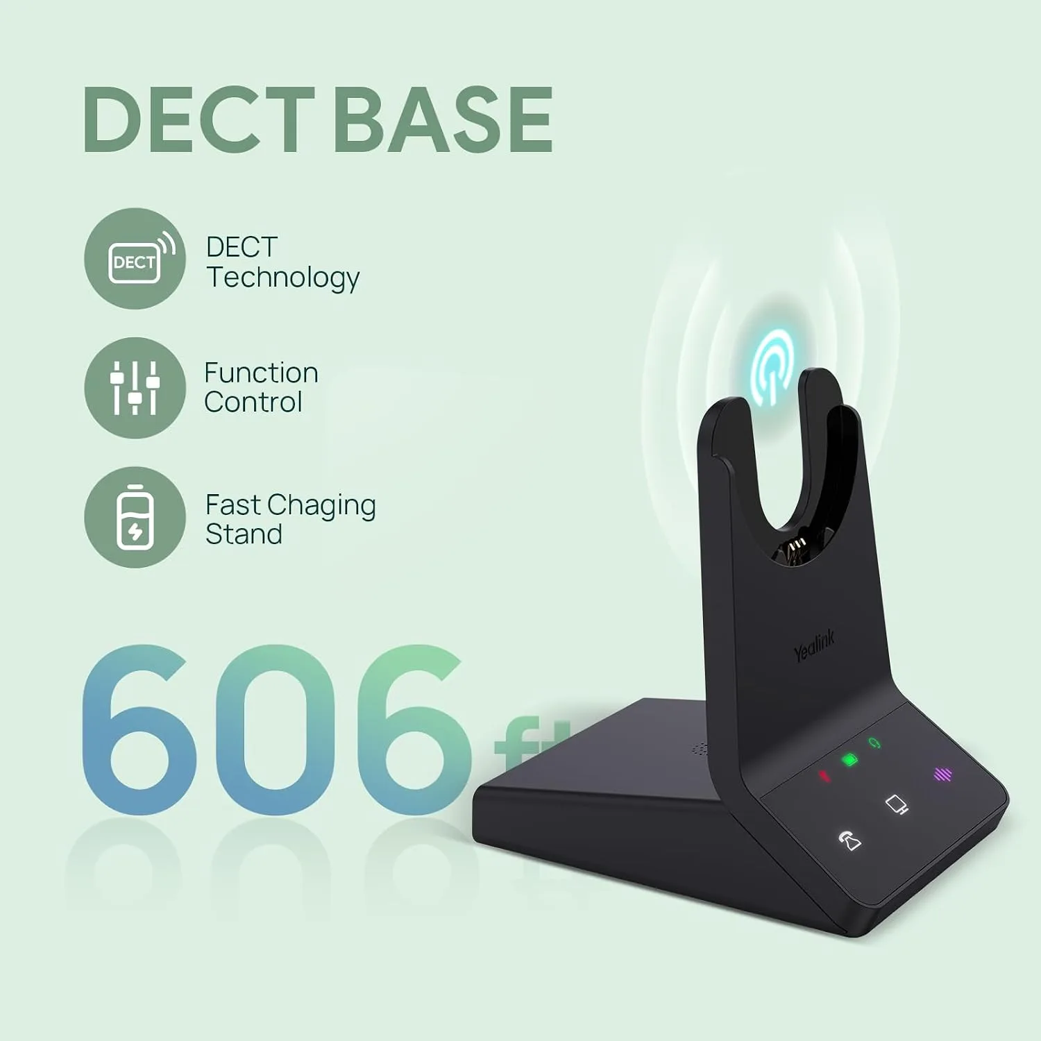 Yealink WH64 Mono DECT & Bluetooth Wireless Headset for Phone PC Mobile