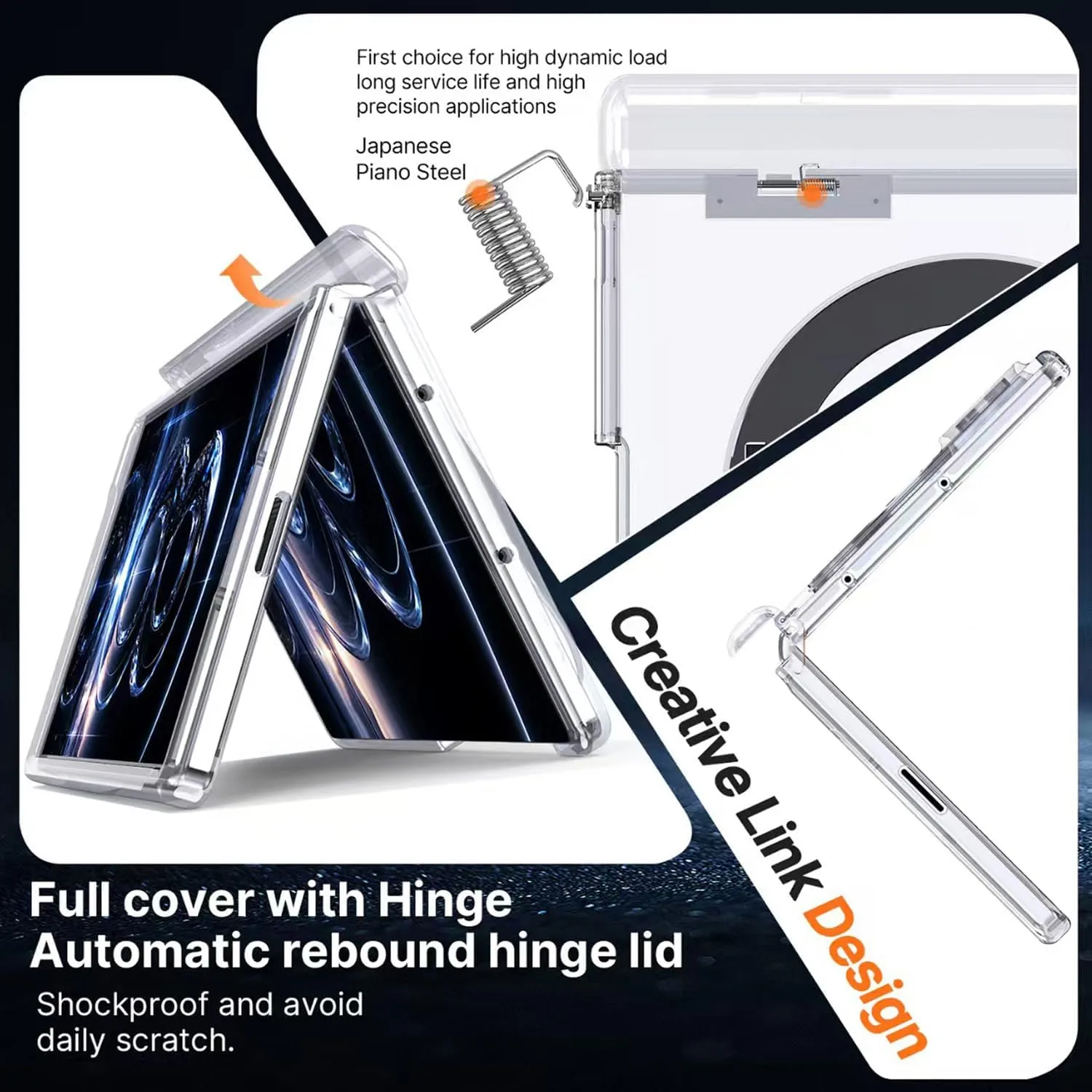 for iPhone Duo Case Compatible with MagSafe, Bulit-in Screen Protector & Spring Hinge Protection, Ultra Strong Magnetic 360° Protection Anti-Yellowing Crystal Clear Phone Cover for Apple iPhone Duo