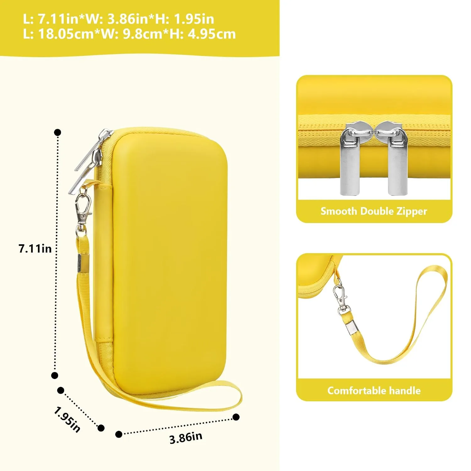 Supmay Hard Carrying Case Compatible with Nintendo DS Lite NDSL, Gameboy Advance Games Storage Holder Travel Bag with Mesh Pocket for USB Charging Cable, Stylus, Earphones, Game Cartridge, Yellow