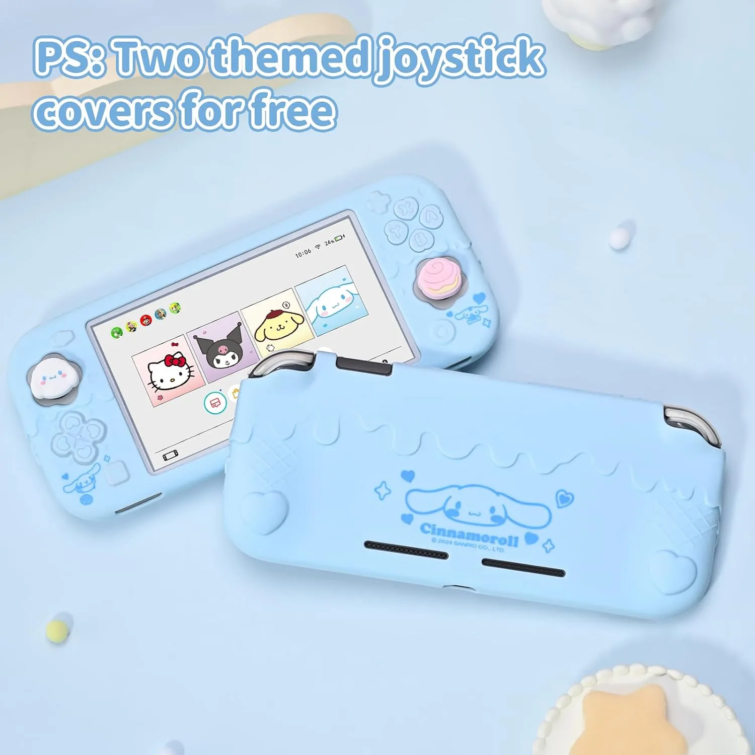 Kuitmor Switch Lite Protective Case,Soft Silicone Protective Shell,Anti-Scratch Protective Cover Case for Switch Lite with 2 Thumb Grip Caps（Blue Cinnamoroll）