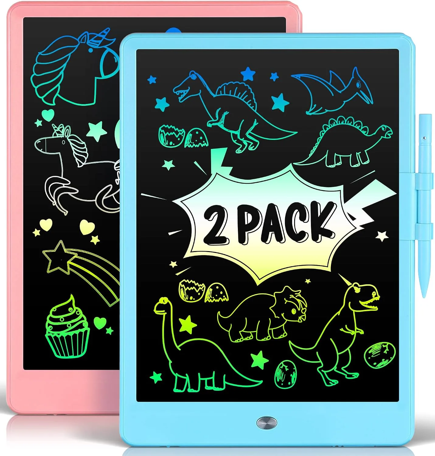 Tabletas de escritura LCD para niños Leyaoyao 2 unidades 10 pulgadas Azul y Rosado con bolsa