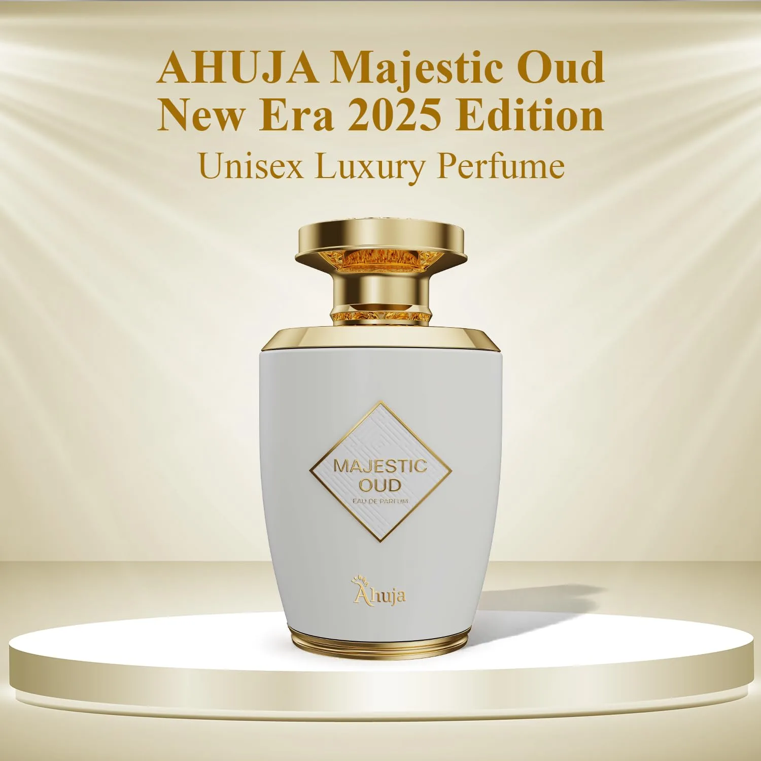 AHUJA Majestic Oud Eau De Parfum 3.4 fl oz – Unisex Perfume for Men & Women, Long Lasting Luxury Fragrance with Oud, Vanilla, Raspberry, Rose, Peony, Patchouli & Woody Notes – Elegant Gift Scent
